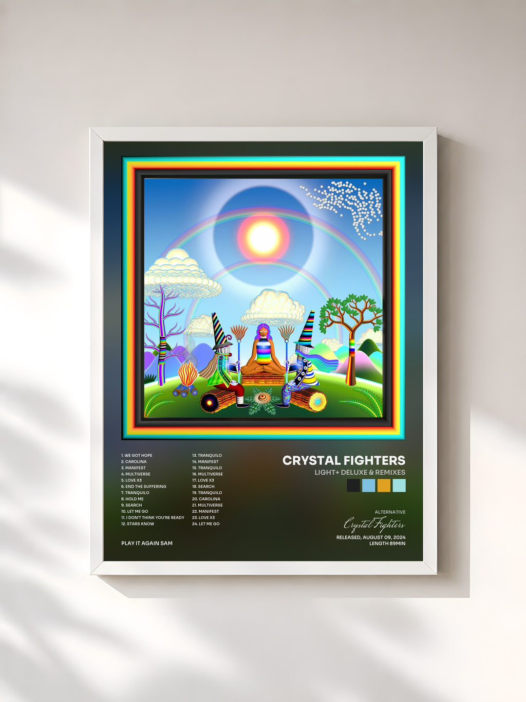 #blanc Tableau de l'album LIGHT+ Deluxe & Remixes de Crystal Fighters, cadre blanc, imprimé et encadré en France