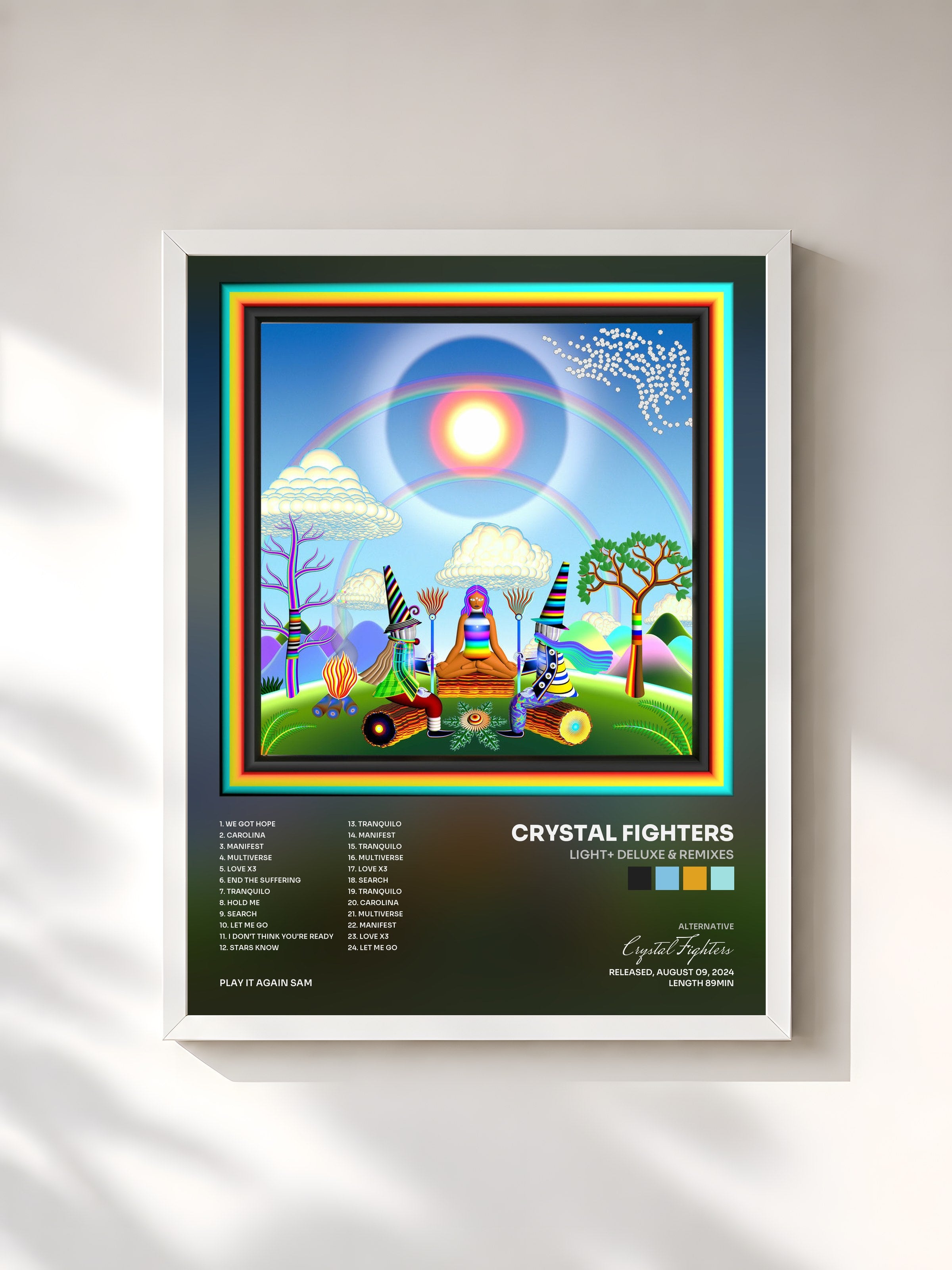 #blanc Tableau de l'album LIGHT+ Deluxe & Remixes de Crystal Fighters, cadre blanc, imprimé et encadré en France