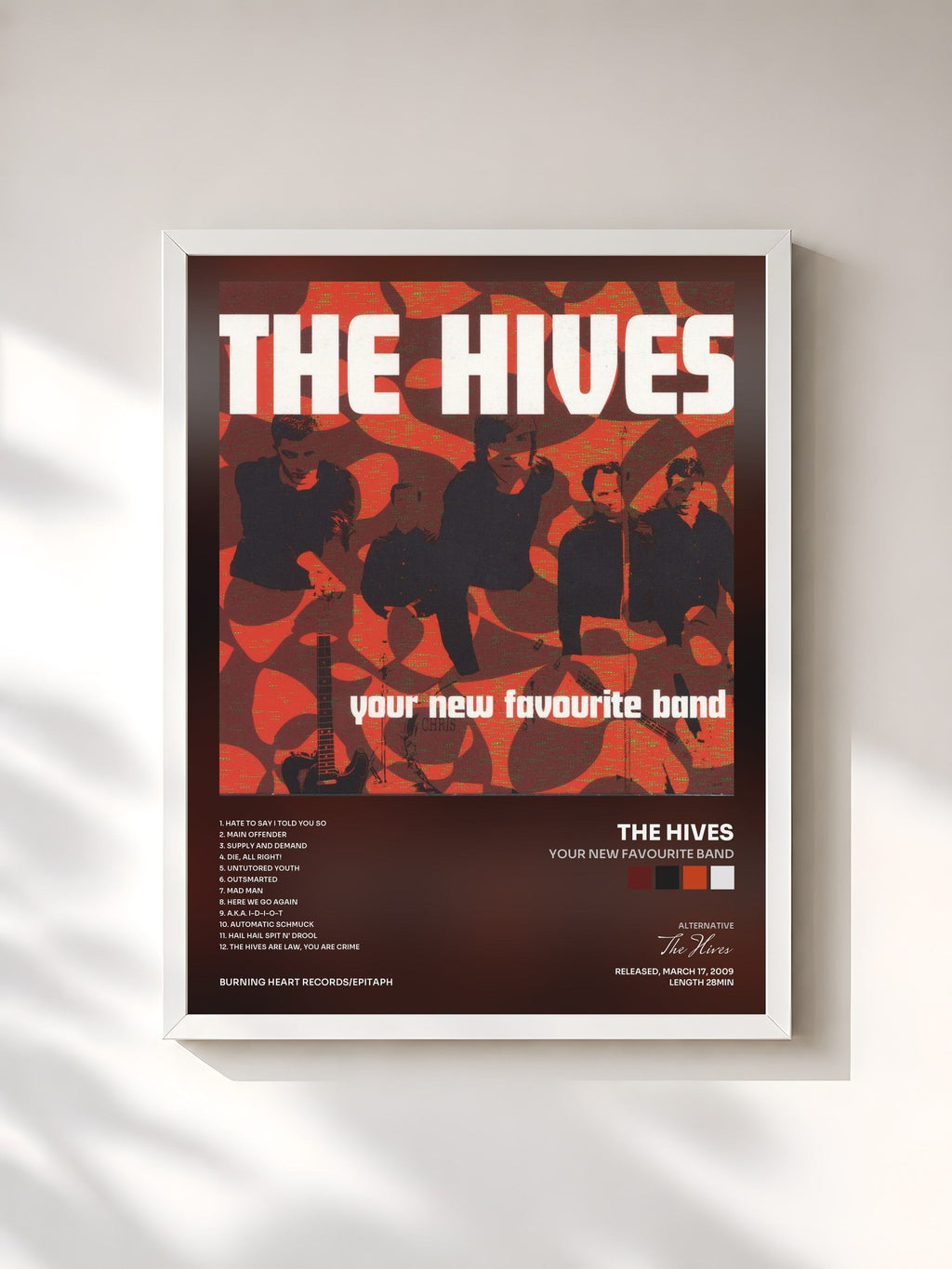 #blanc Your New Favourite Band di The Hives in stampa incorniciata, cornice bianca, stampata e incorniciata in Francia