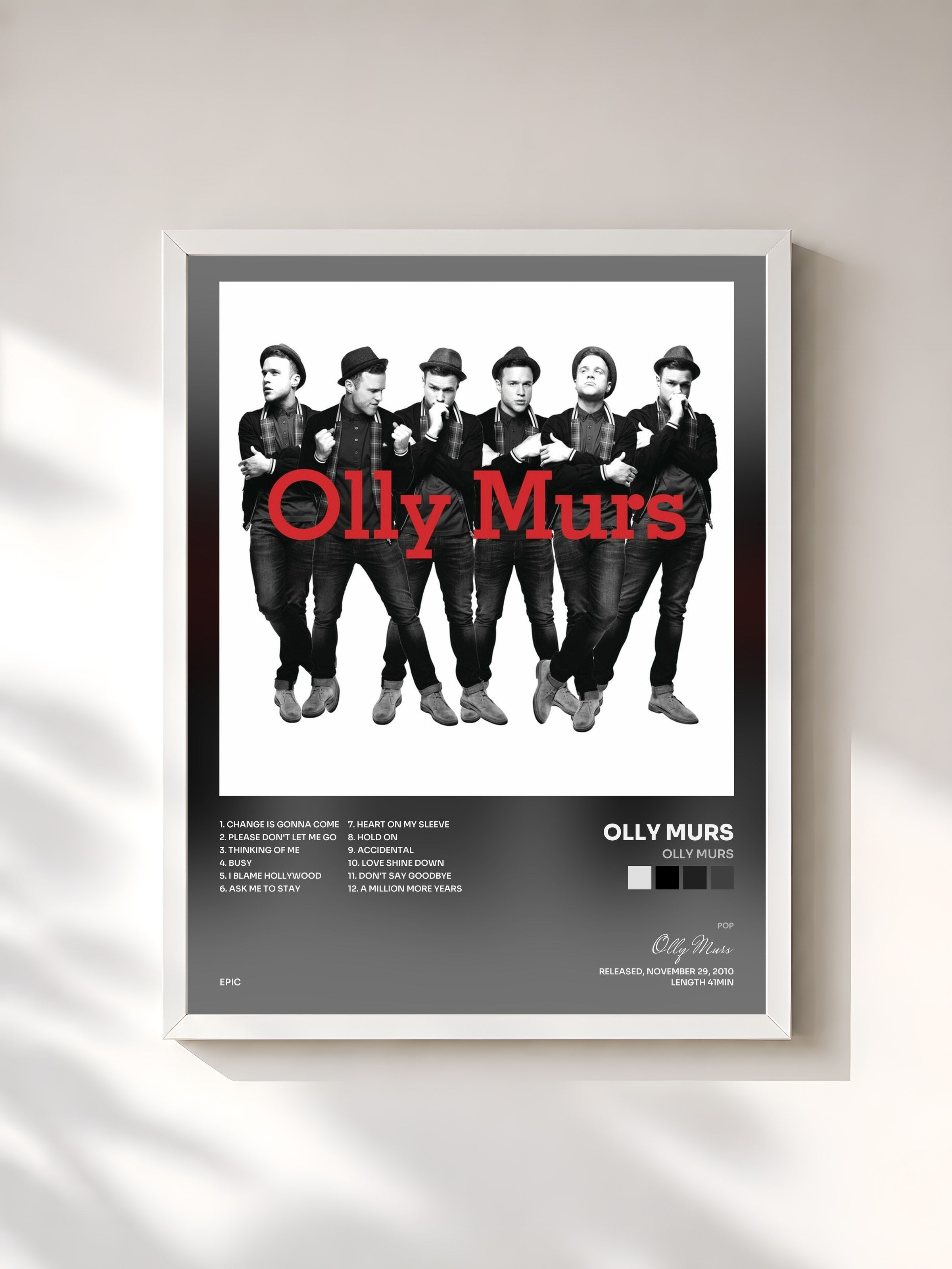 #blanc Tableau de l'album Olly Murs de Olly Murs, cadre blanc, imprimé et encadré en France