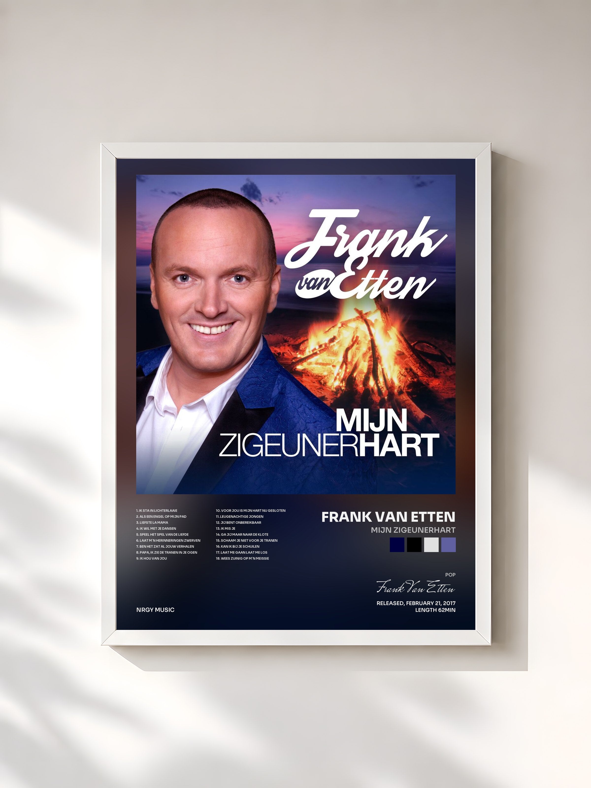 #blanc Tableau de l'album Mijn Zigeunerhart de Frank Van Etten, cadre blanc, imprimé et encadré en France