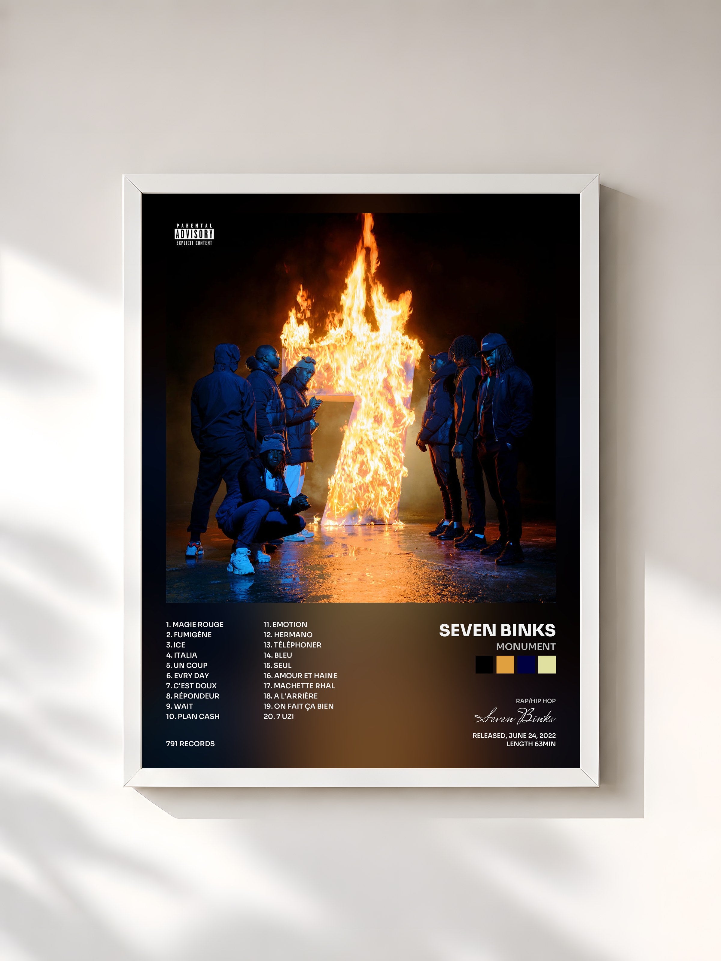 #blanc Tableau de l'album Monument de Seven Binks, cadre blanc, imprimé et encadré en France