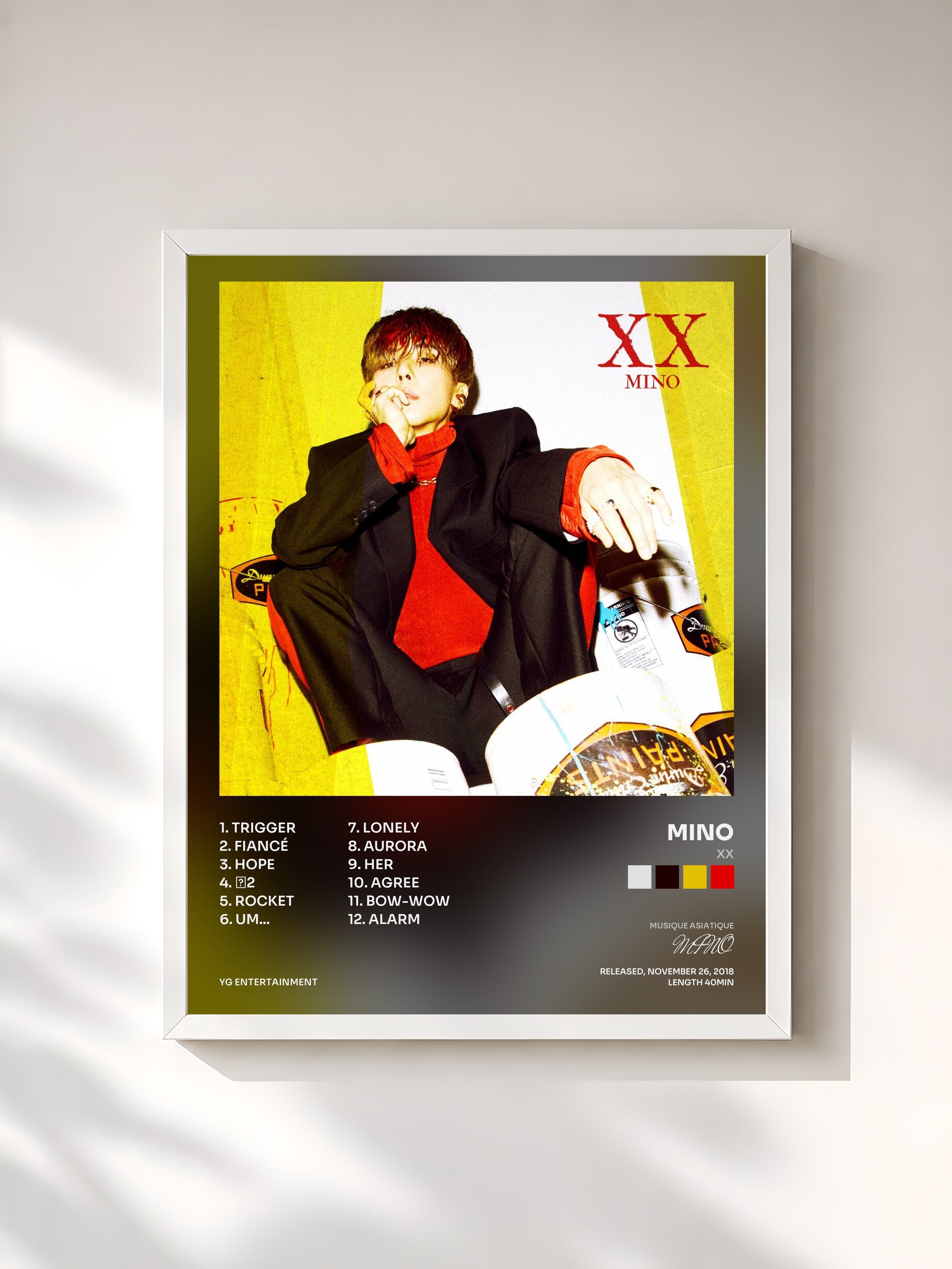 #blanc Tableau de l'album XX de MINO, cadre blanc, imprimé et encadré en France
