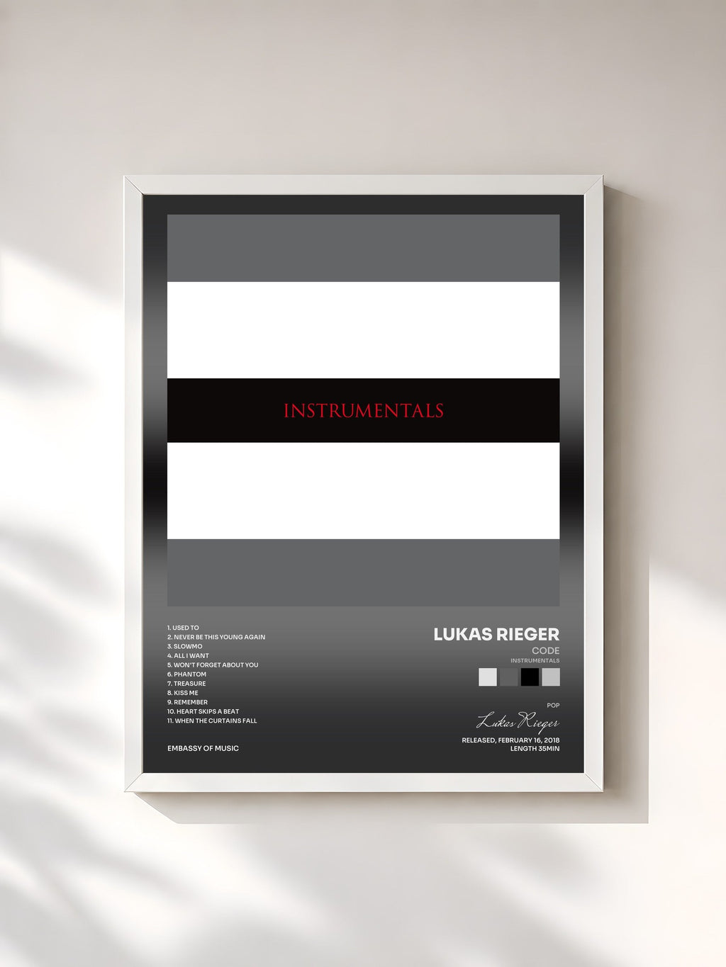 #blanc Code (Instrumentals) di Lukas Rieger in stampa incorniciata, cornice bianca, stampata e incorniciata in Francia