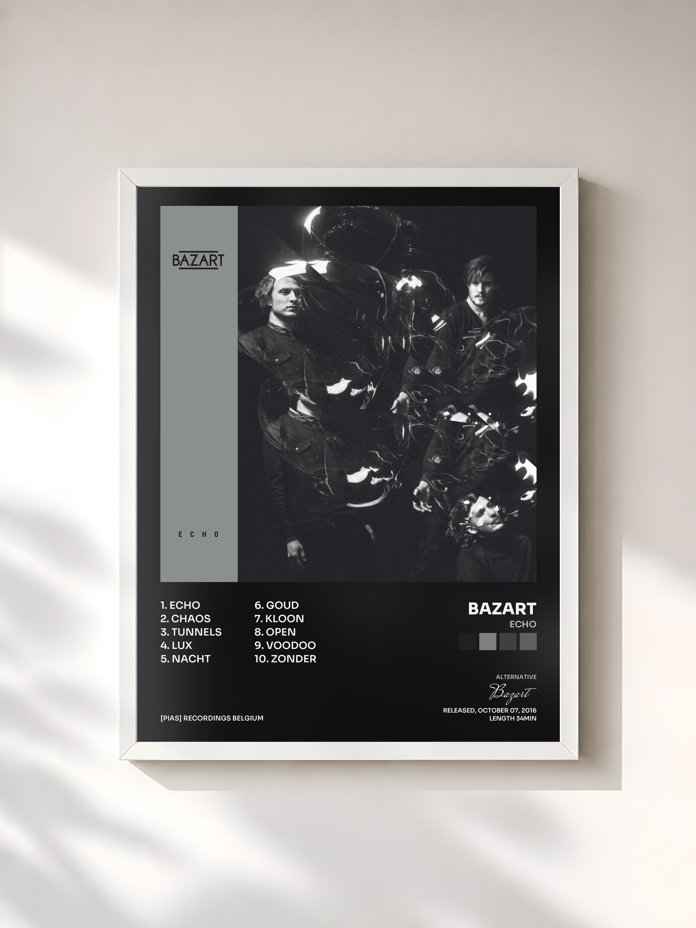 #blanc Tableau de l'album Echo de Bazart, cadre blanc, imprimé et encadré en France