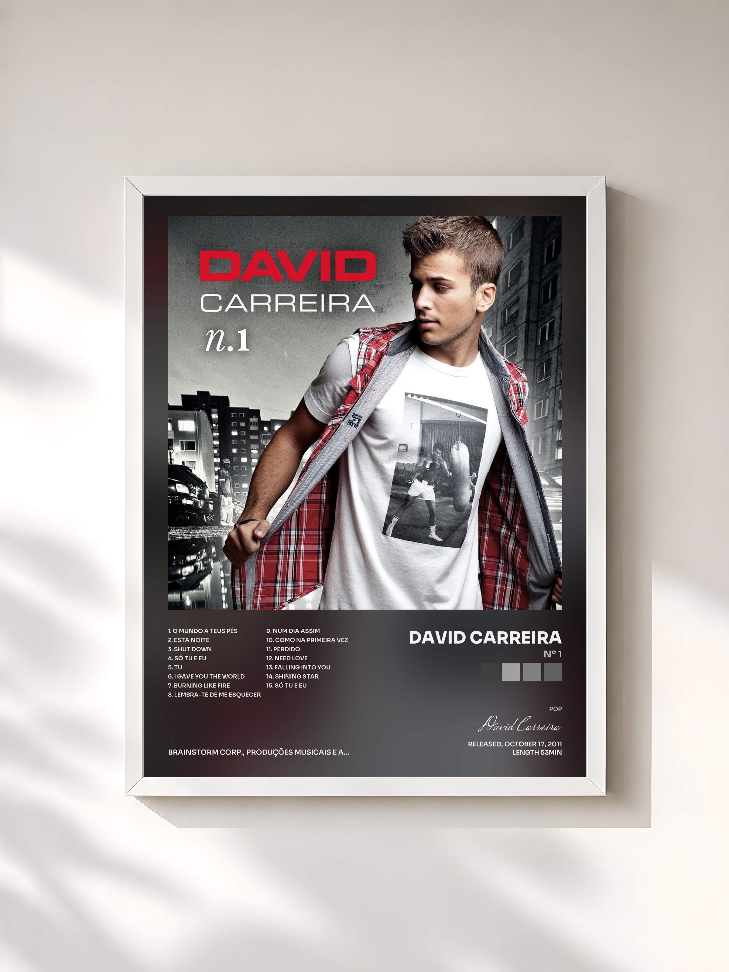 #blanc Tableau de l'album Nº 1 de David Carreira, cadre blanc, imprimé et encadré en France