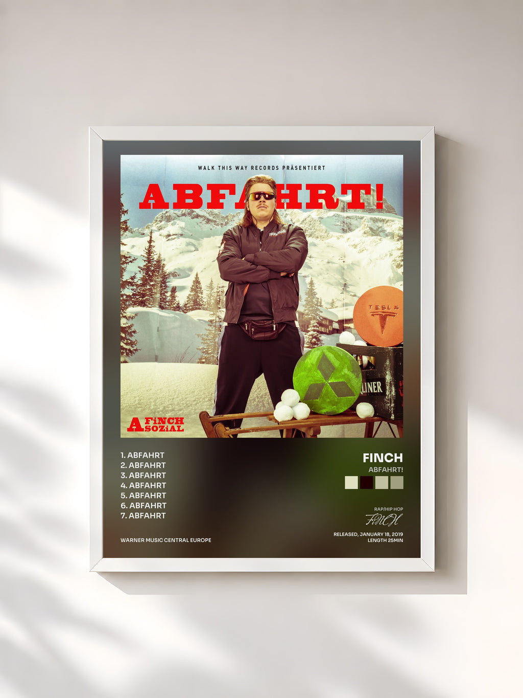 #blanc Abfahrt! by FiNCH as a framed art print, white frame, printed and framed in France