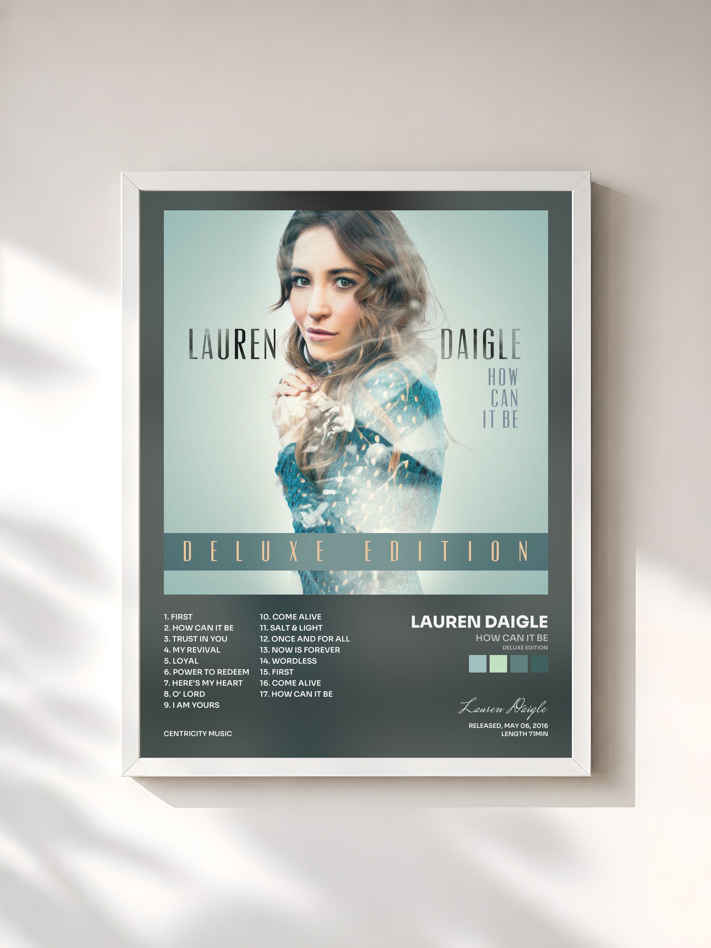 #blanc Tableau de l'album How Can It Be (Deluxe Edition) de Lauren Daigle, cadre blanc, imprimé et encadré en France