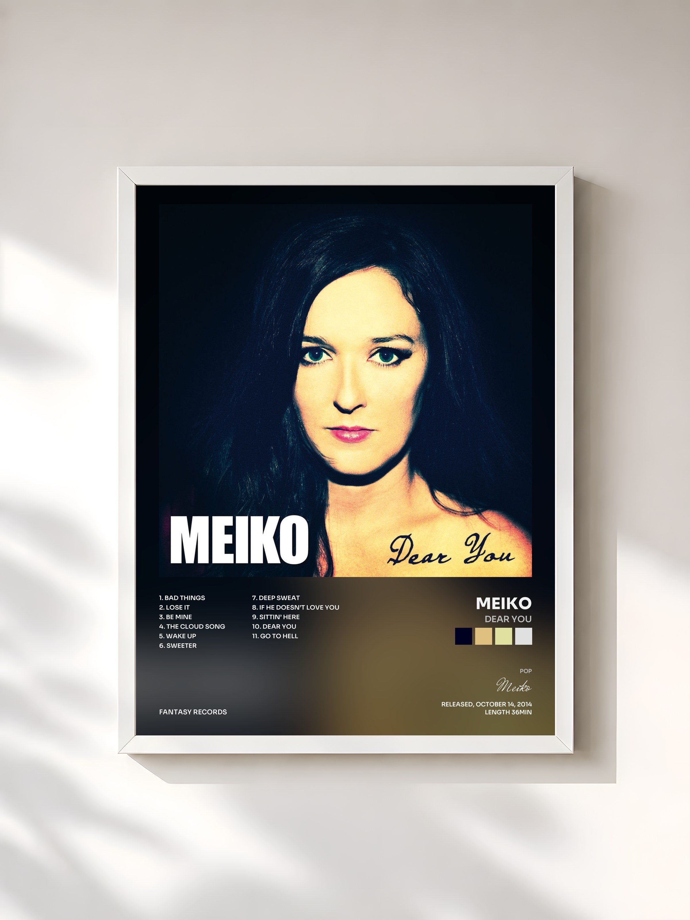 #blanc Tableau de l'album Dear You de Meiko, cadre blanc, imprimé et encadré en France