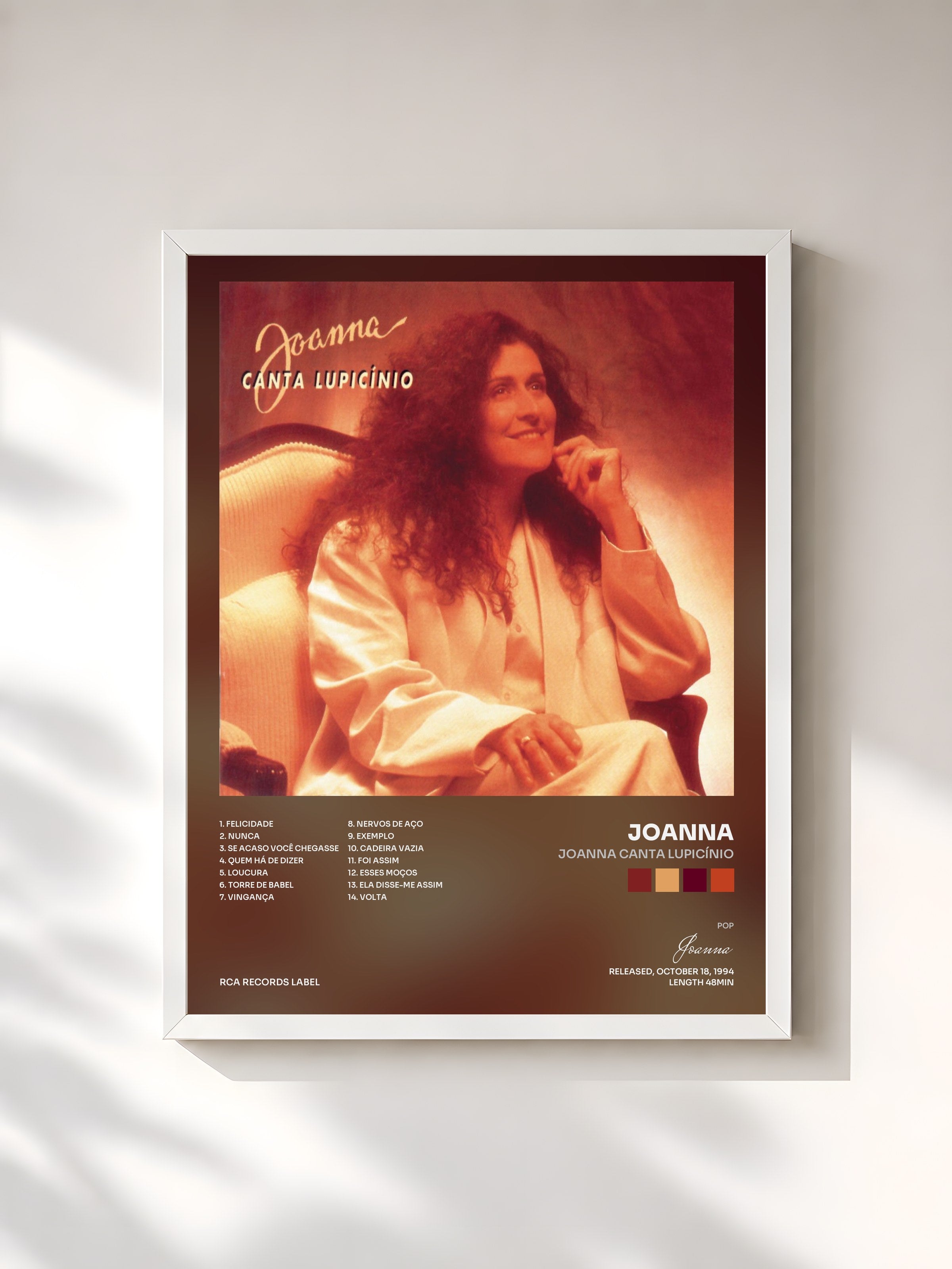 #blanc Tableau de l'album Joanna Canta Lupicínio de Joanna, cadre blanc, imprimé et encadré en France