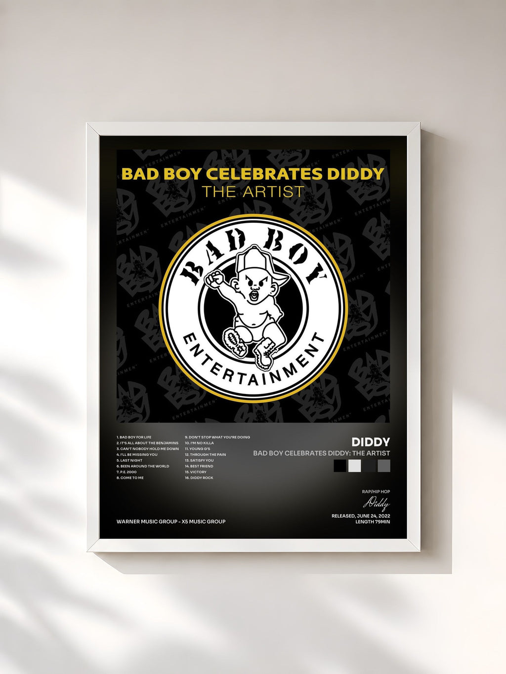 #blanc BAD BOY CELEBRATES DIDDY: The Artist by Diddy as a framed art print, white frame, printed and framed in France