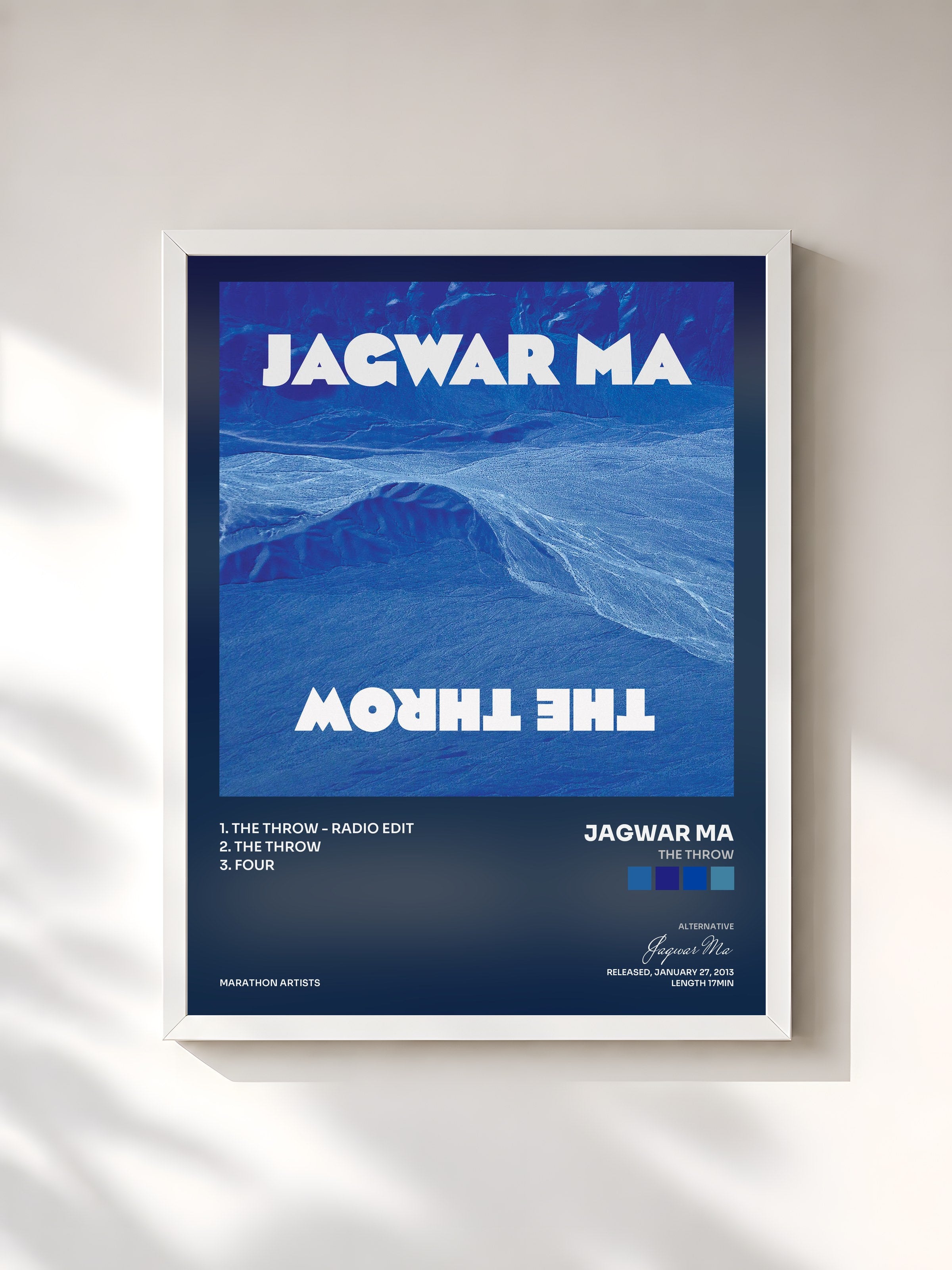#blanc Tableau de l'album The Throw de Jagwar Ma, cadre blanc, imprimé et encadré en France