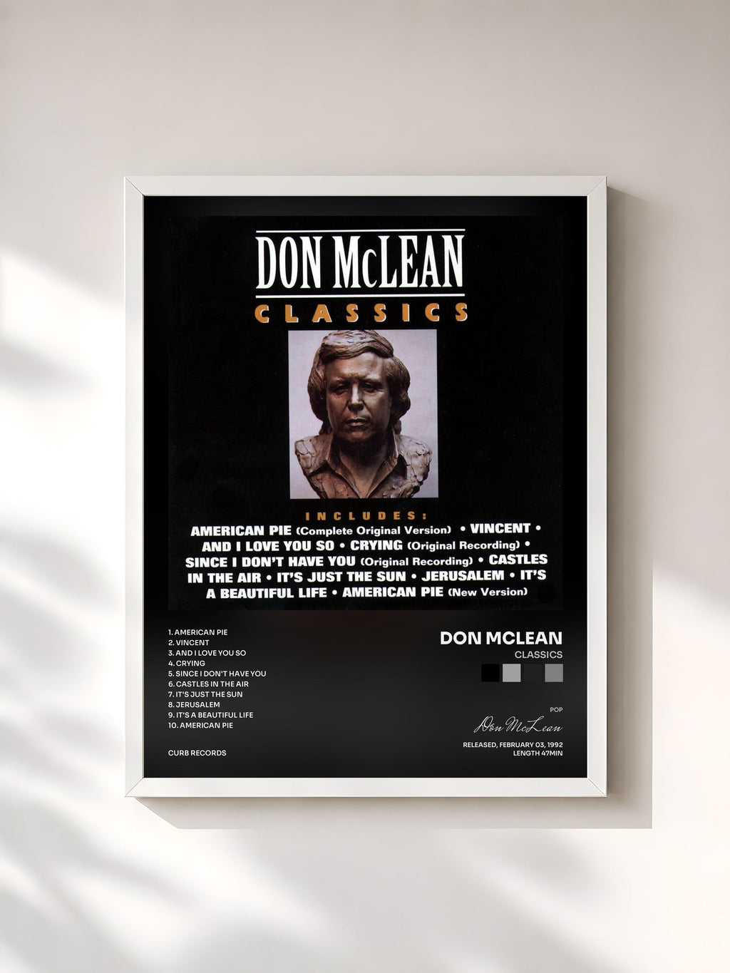 #blanc Classics by Don McLean as a framed art print, white frame, printed and framed in France