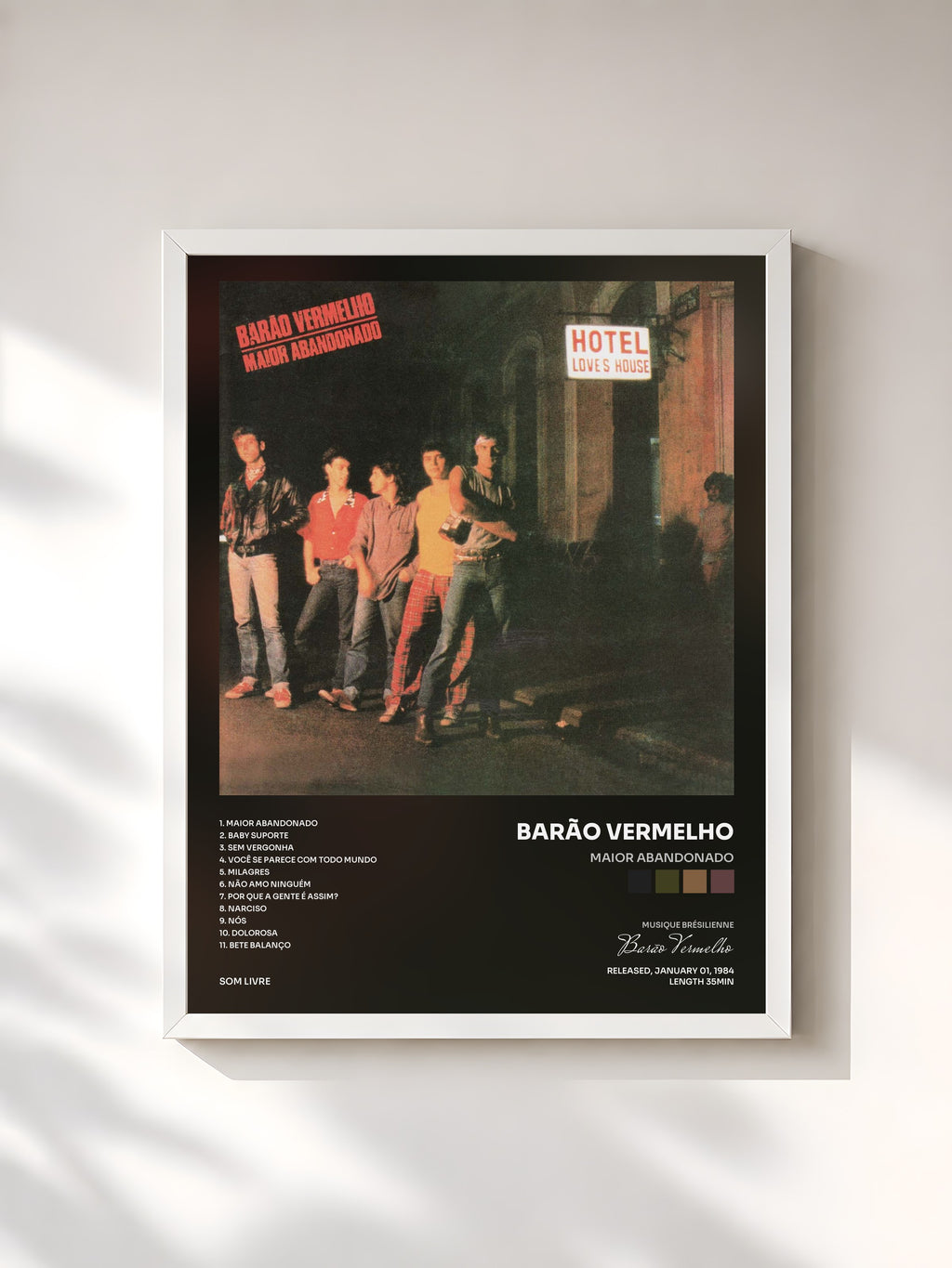 #blanc Tableau de l'album Maior Abandonado de Barão Vermelho, cadre blanc, imprimé et encadré en France