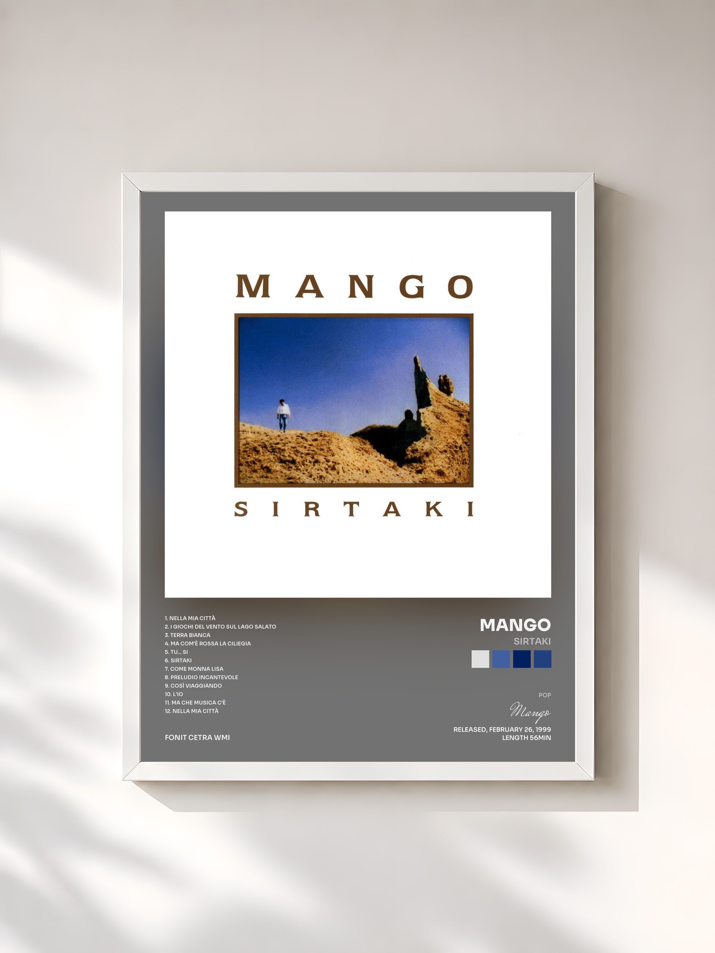 #blanc Tableau de l'album Sirtaki de Mango, cadre blanc, imprimé et encadré en France