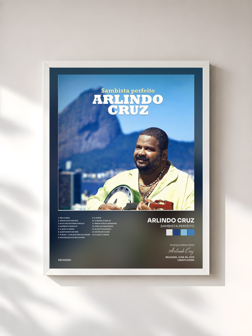 #blanc Tableau de l'album Sambista Perfeito de Arlindo Cruz, cadre blanc, imprimé et encadré en France