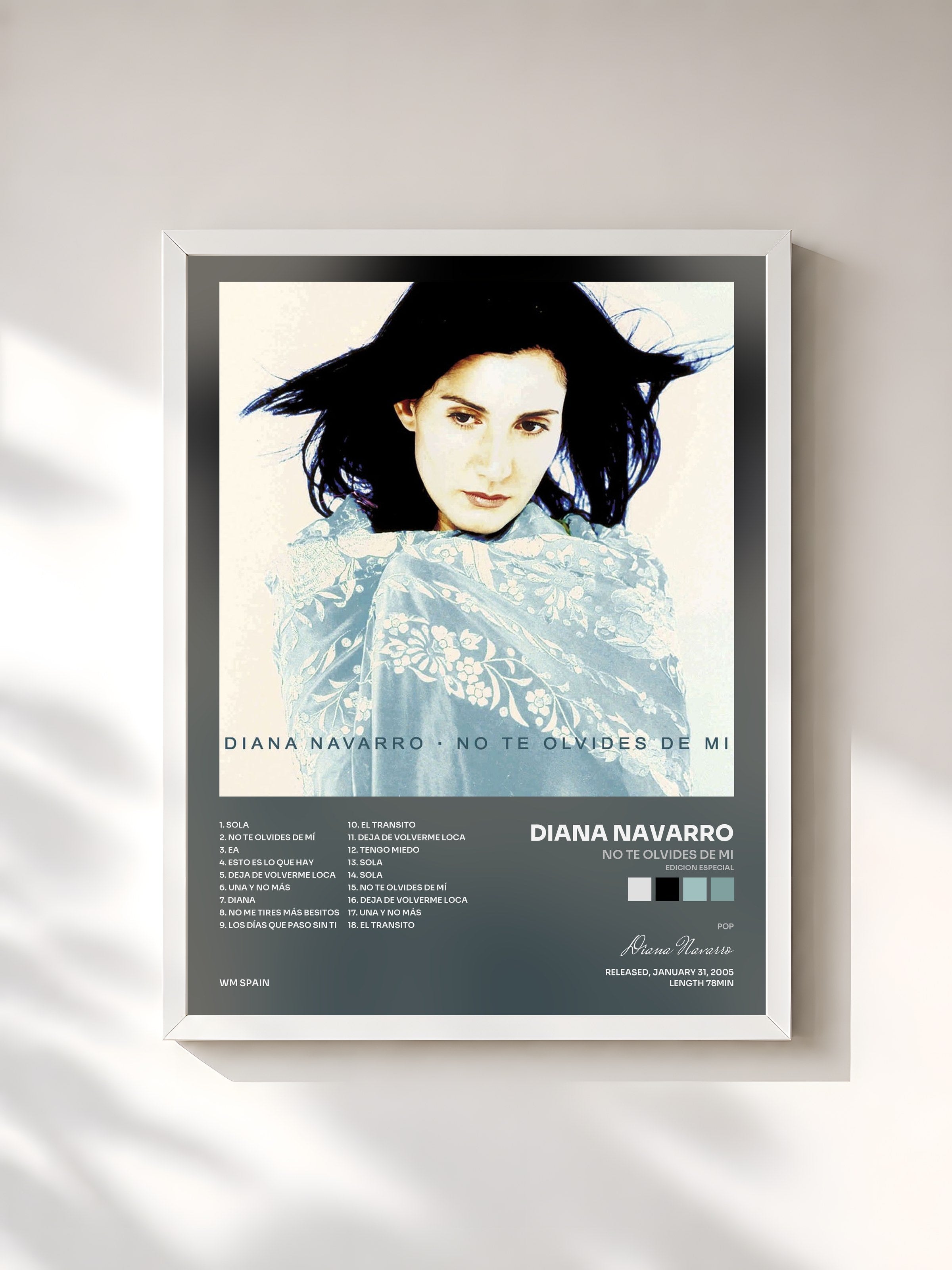 #blanc Tableau de l'album No te olvides de mi (edicion especial) de Diana Navarro, cadre blanc, imprimé et encadré en France