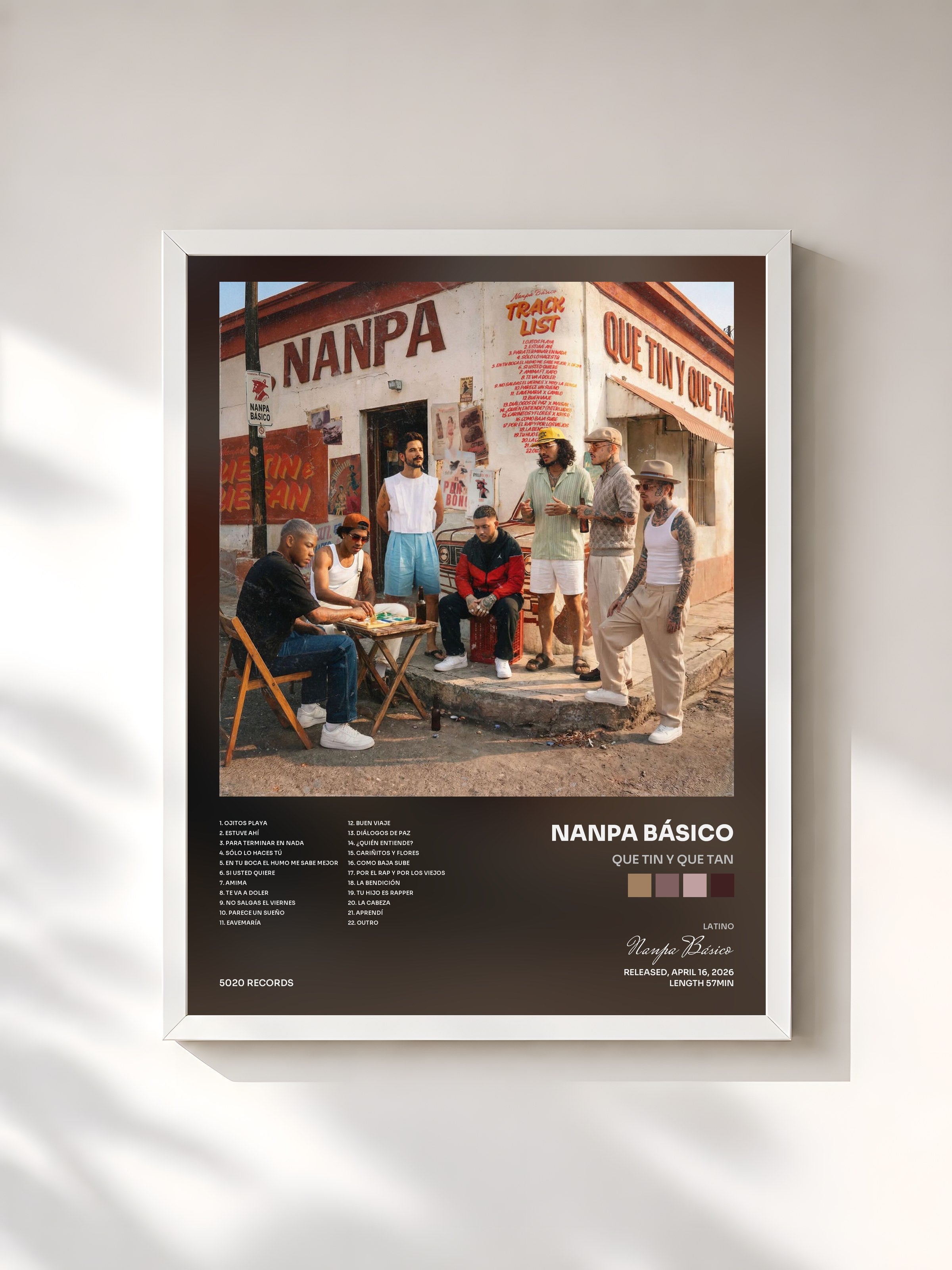 #blanc Tableau de l'album Que Tin y Que Tan de Nanpa Básico, cadre blanc, imprimé et encadré en France