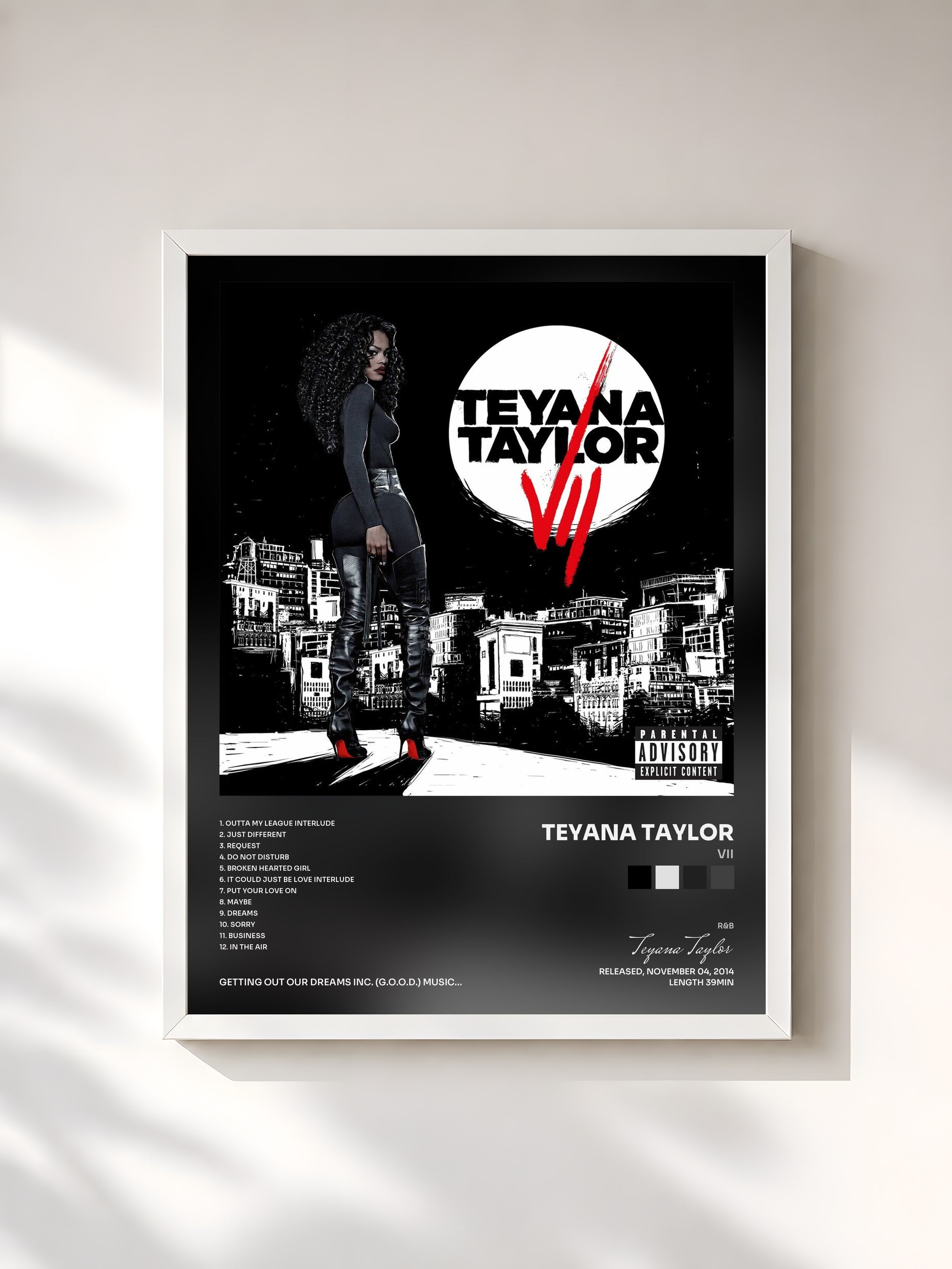 #blanc Tableau de l'album VII de Teyana Taylor, cadre blanc, imprimé et encadré en France