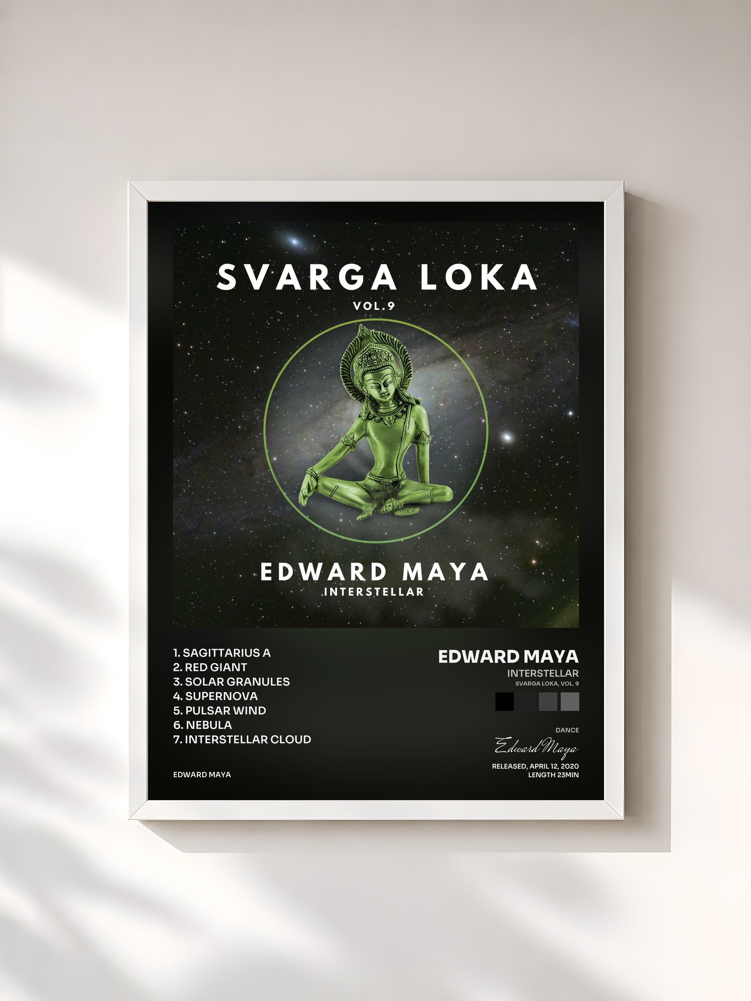 #blanc Tableau de l'album Interstellar (Svarga Loka, Vol. 9) de Edward Maya, cadre blanc, imprimé et encadré en France