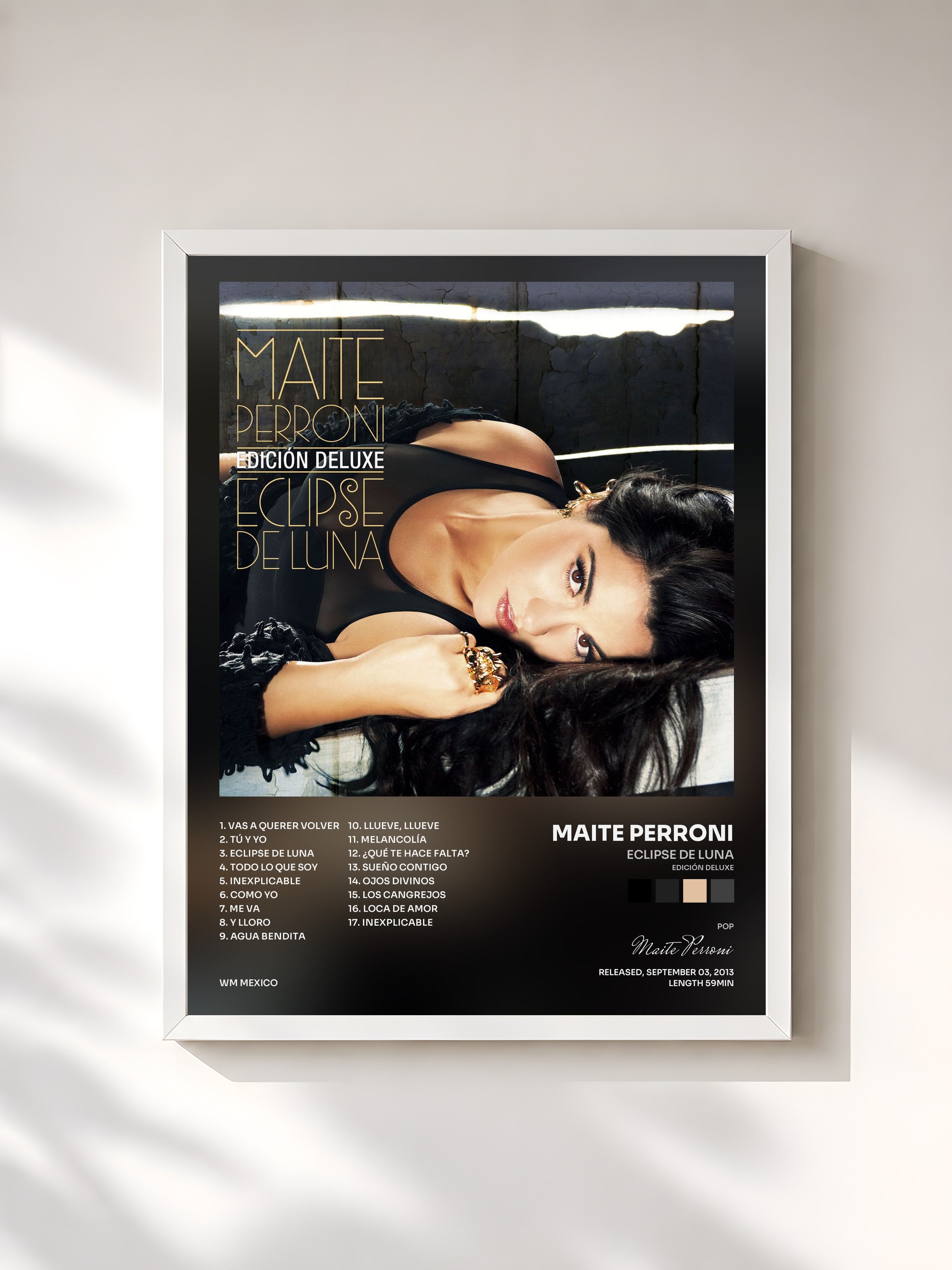 #blanc Tableau de l'album Eclipse De Luna (Edición Deluxe) de Maite Perroni, cadre blanc, imprimé et encadré en France