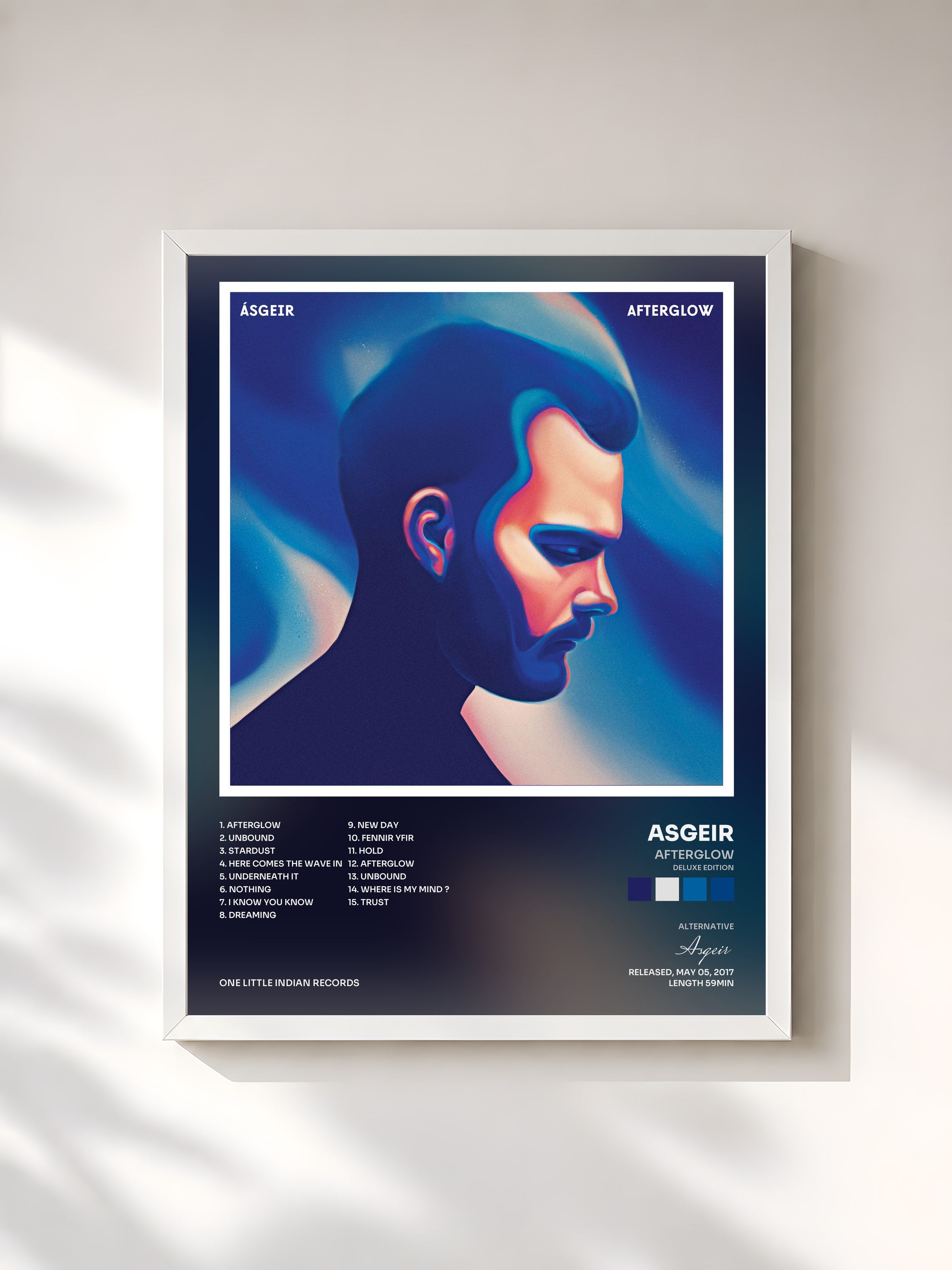 #blanc Tableau de l'album Afterglow (Deluxe Edition) de Asgeir, cadre blanc, imprimé et encadré en France