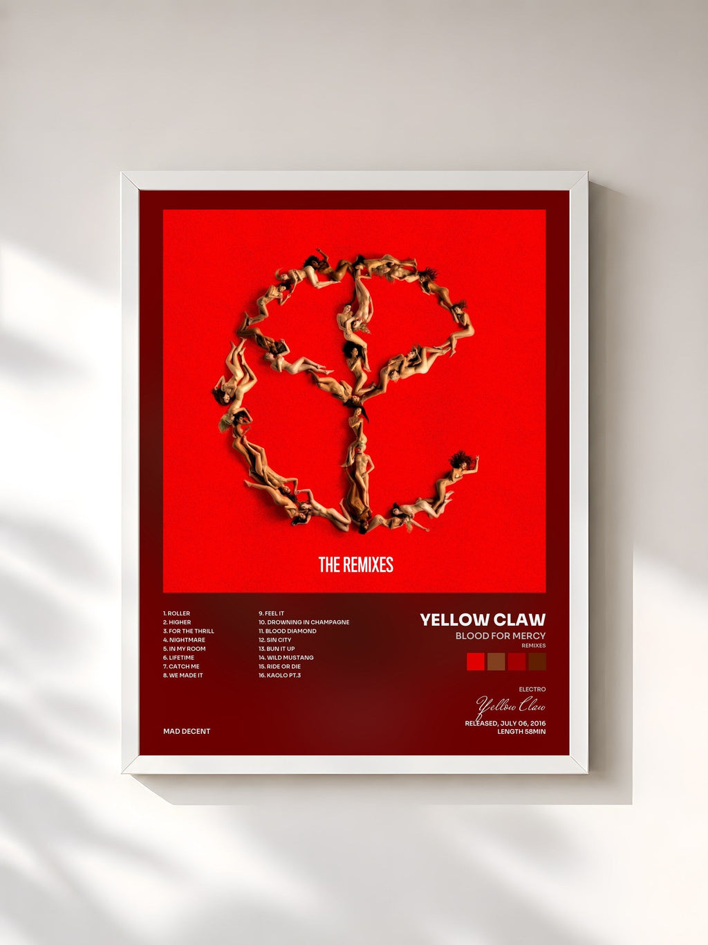 #blanc Blood For Mercy (Remixes) de Yellow Claw en lámina enmarcada, marco blanco, impresa y enmarcada en Francia