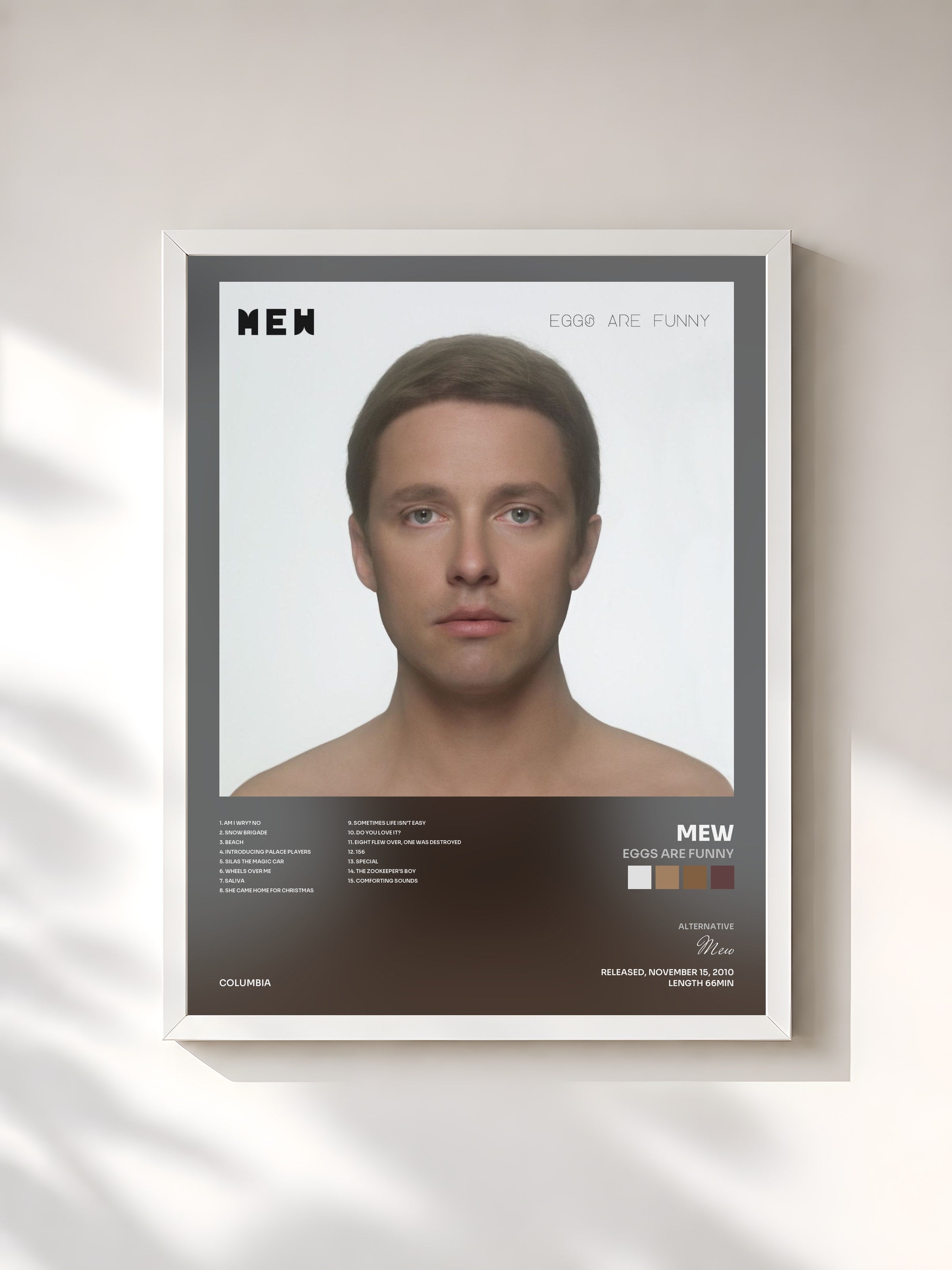 #blanc Tableau de l'album Eggs Are Funny de Mew, cadre blanc, imprimé et encadré en France