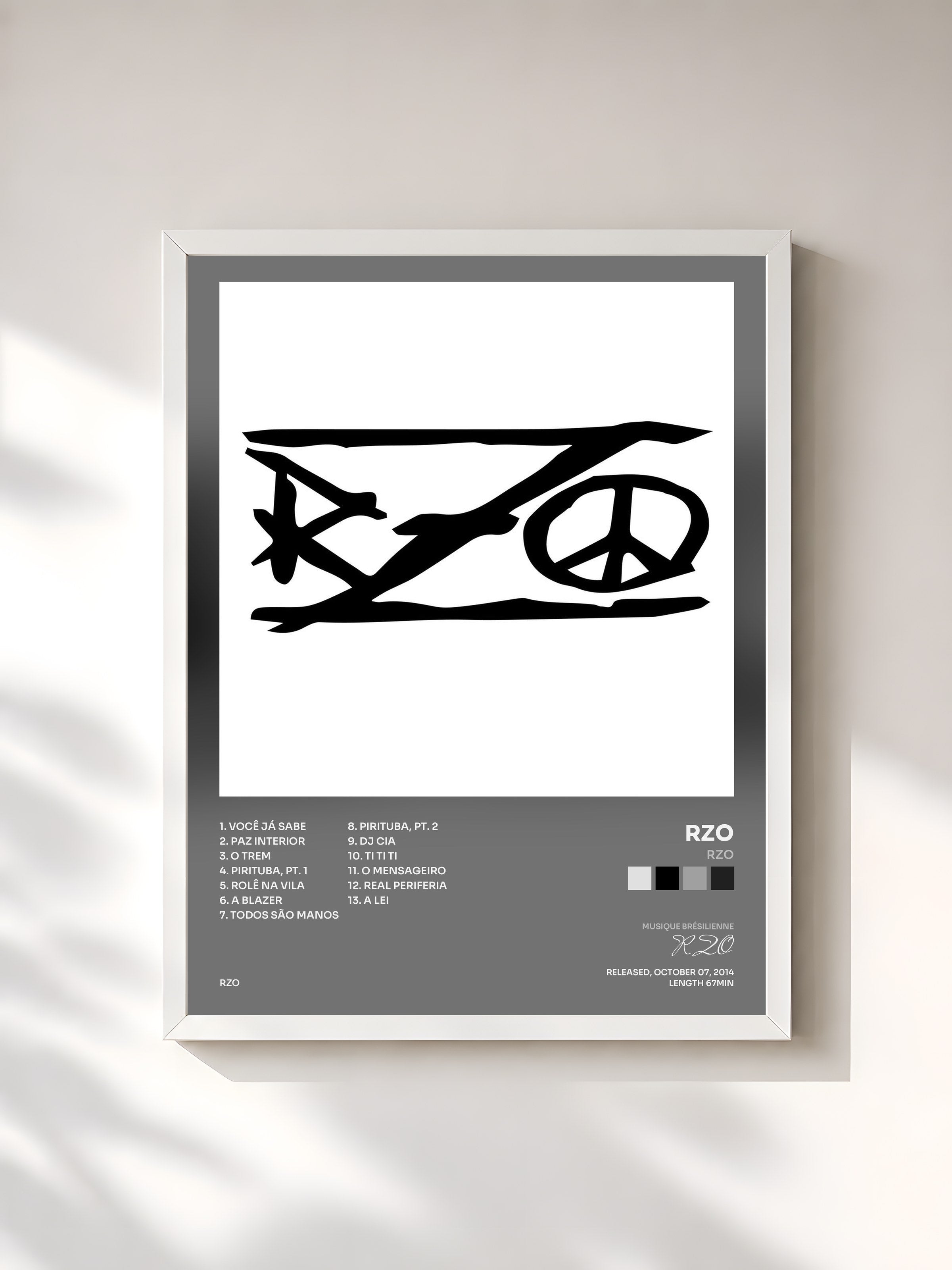 #blanc Tableau de l'album RZO de RZO, cadre blanc, imprimé et encadré en France