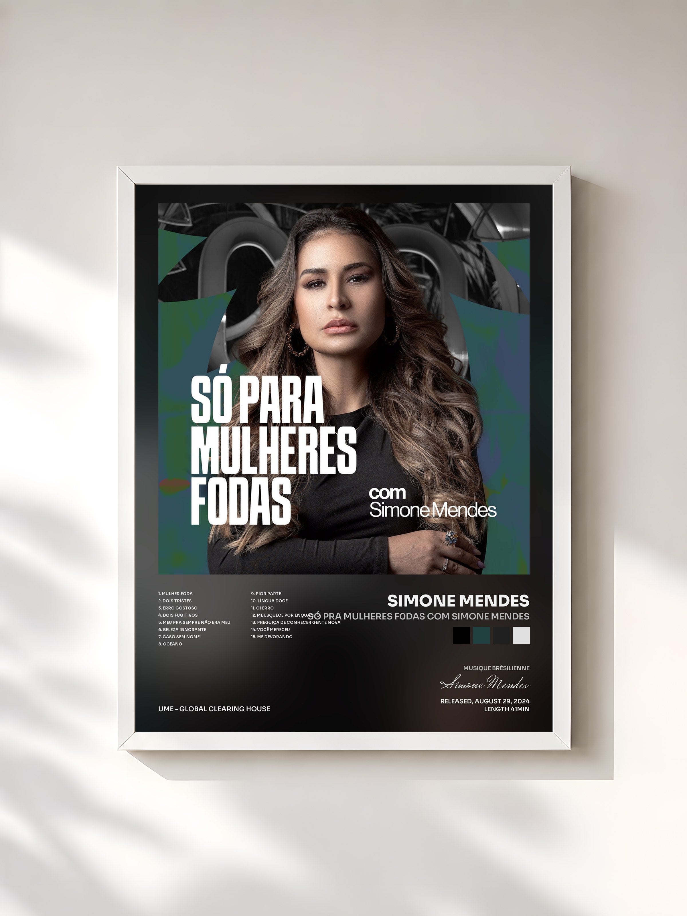 #blanc Tableau de l'album Só pra mulheres f0das com Simone Mendes de Simone Mendes, cadre blanc, imprimé et encadré en France