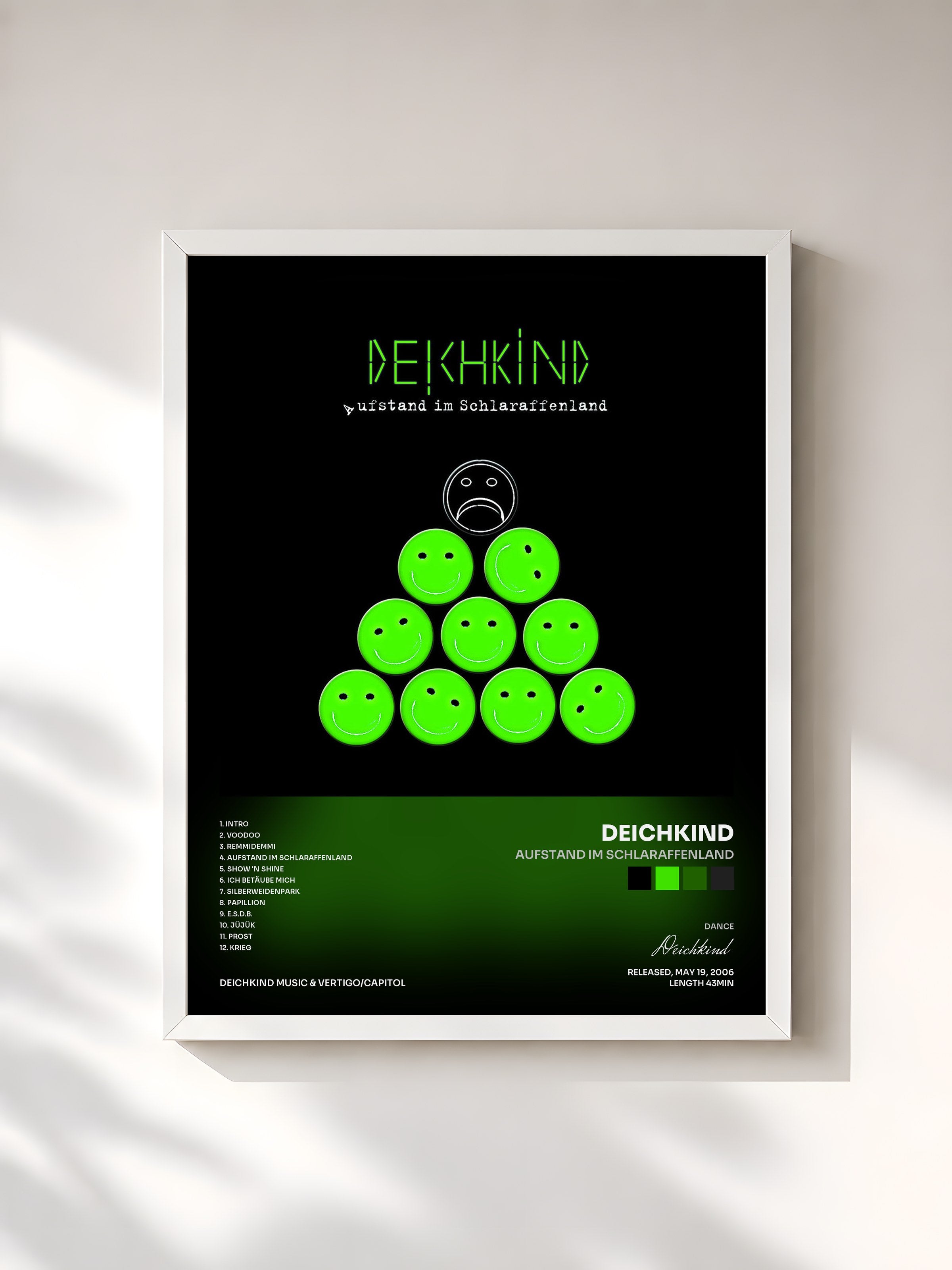 #blanc Tableau de l'album Aufstand im Schlaraffenland de Deichkind, cadre blanc, imprimé et encadré en France