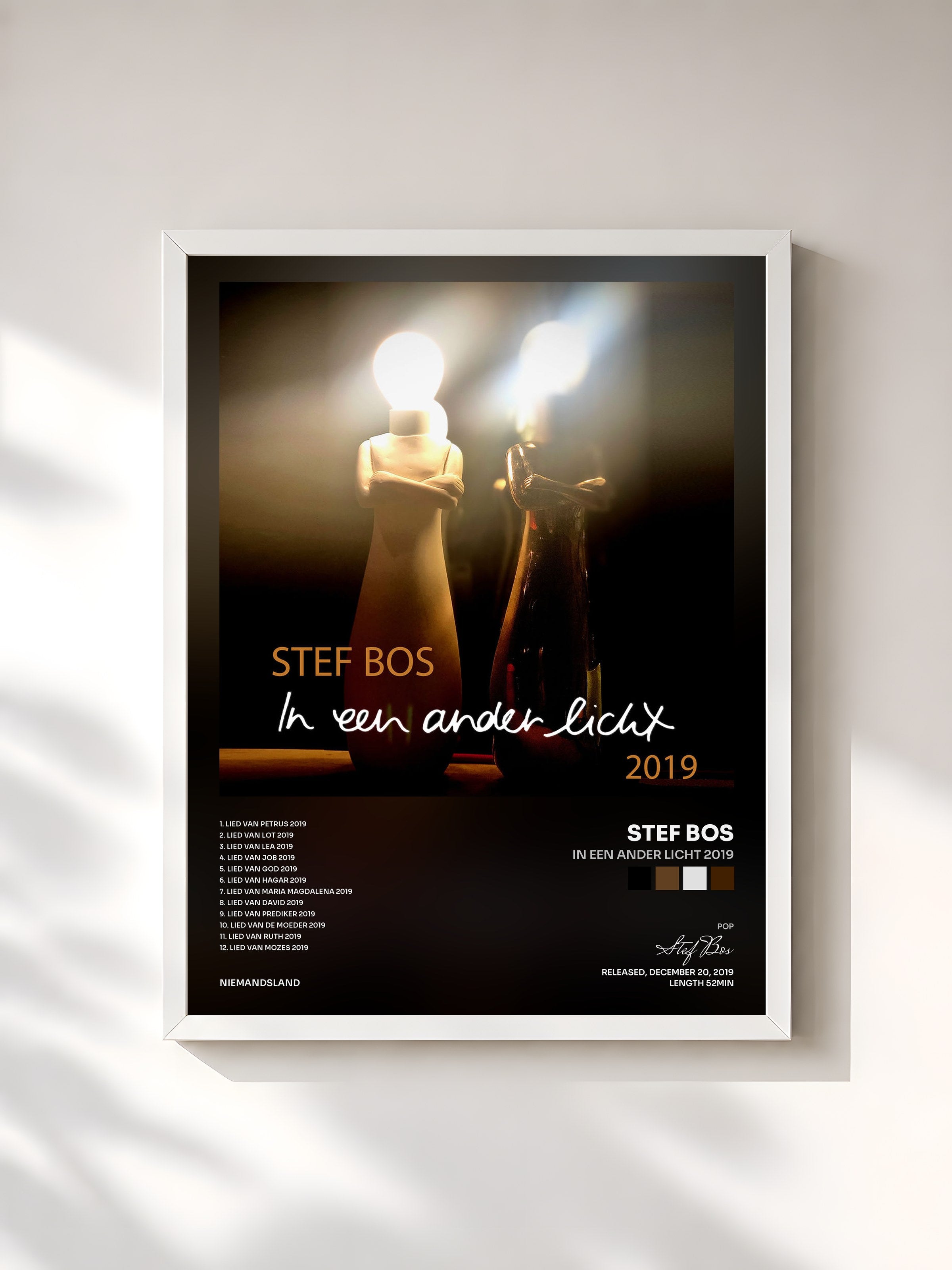 #blanc Tableau de l'album In Een Ander Licht 2019 de Stef Bos, cadre blanc, imprimé et encadré en France