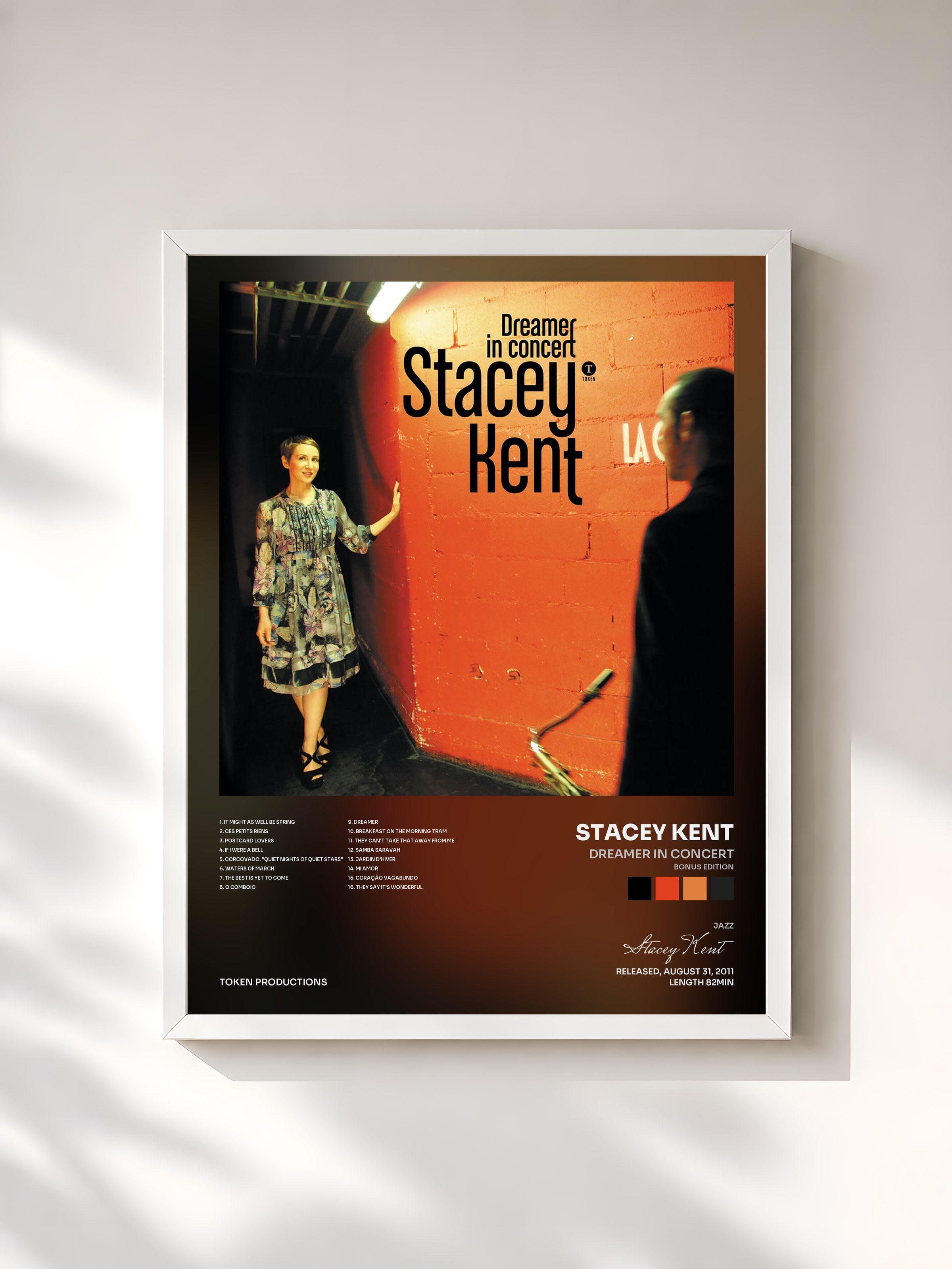 #blanc Tableau de l'album Dreamer in Concert (Bonus Edition) de Stacey Kent, cadre blanc, imprimé et encadré en France