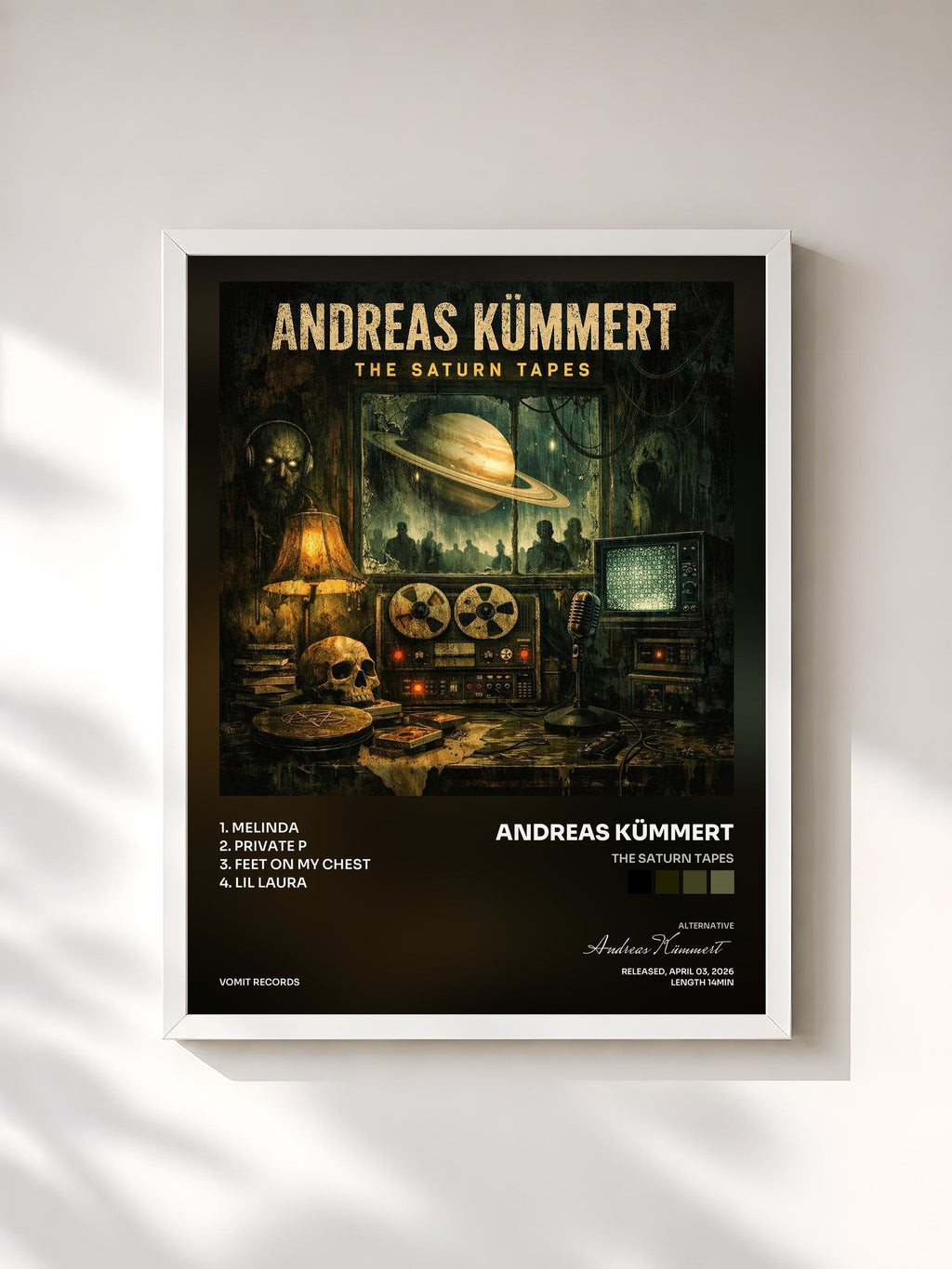 #blanc The Saturn Tapes de Andreas Kümmert en lámina enmarcada, marco blanco, impresa y enmarcada en Francia