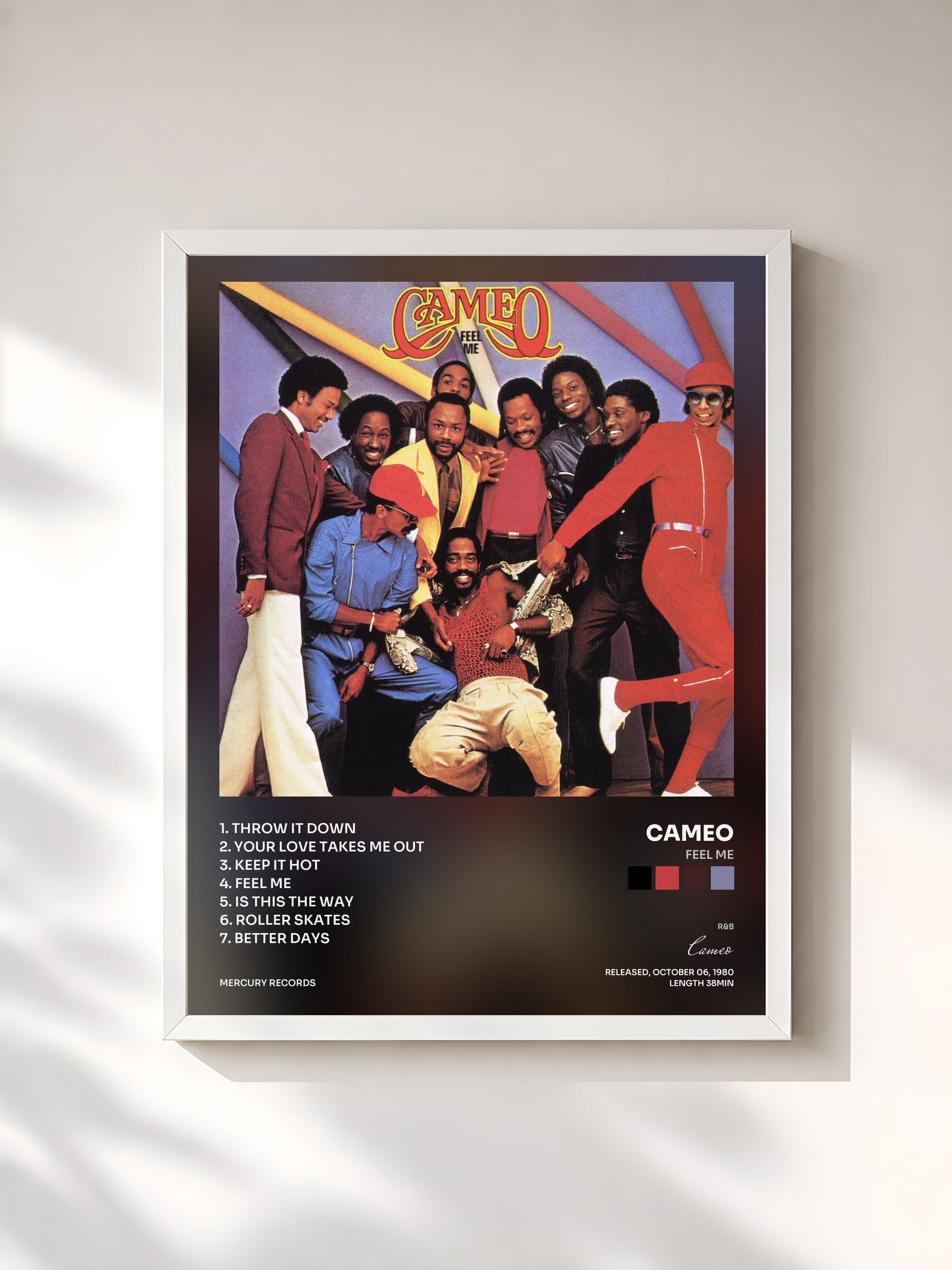 #blanc Tableau de l'album Feel Me de Cameo, cadre blanc, imprimé et encadré en France