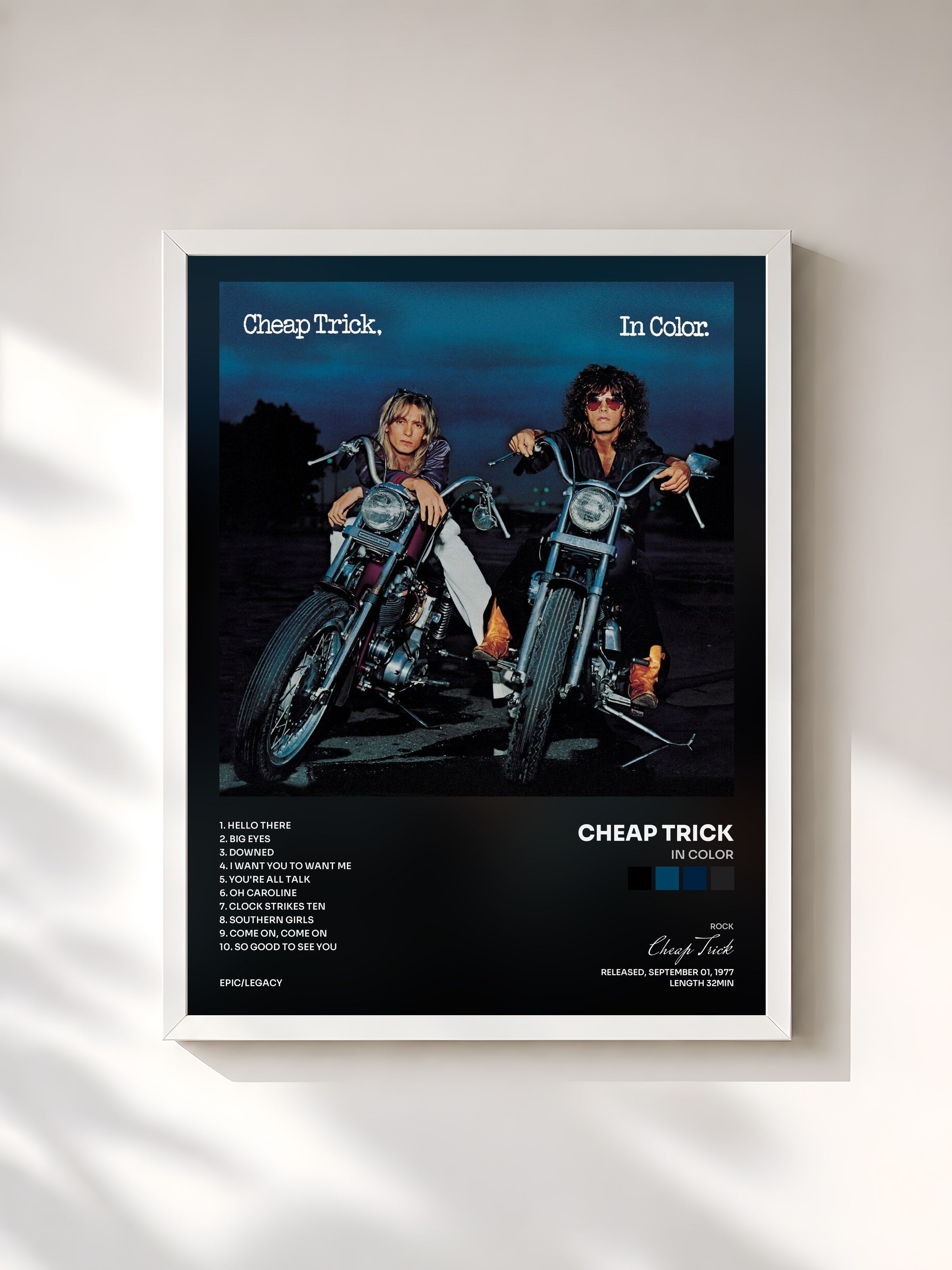 #blanc Tableau de l'album In Color de Cheap Trick, cadre blanc, imprimé et encadré en France