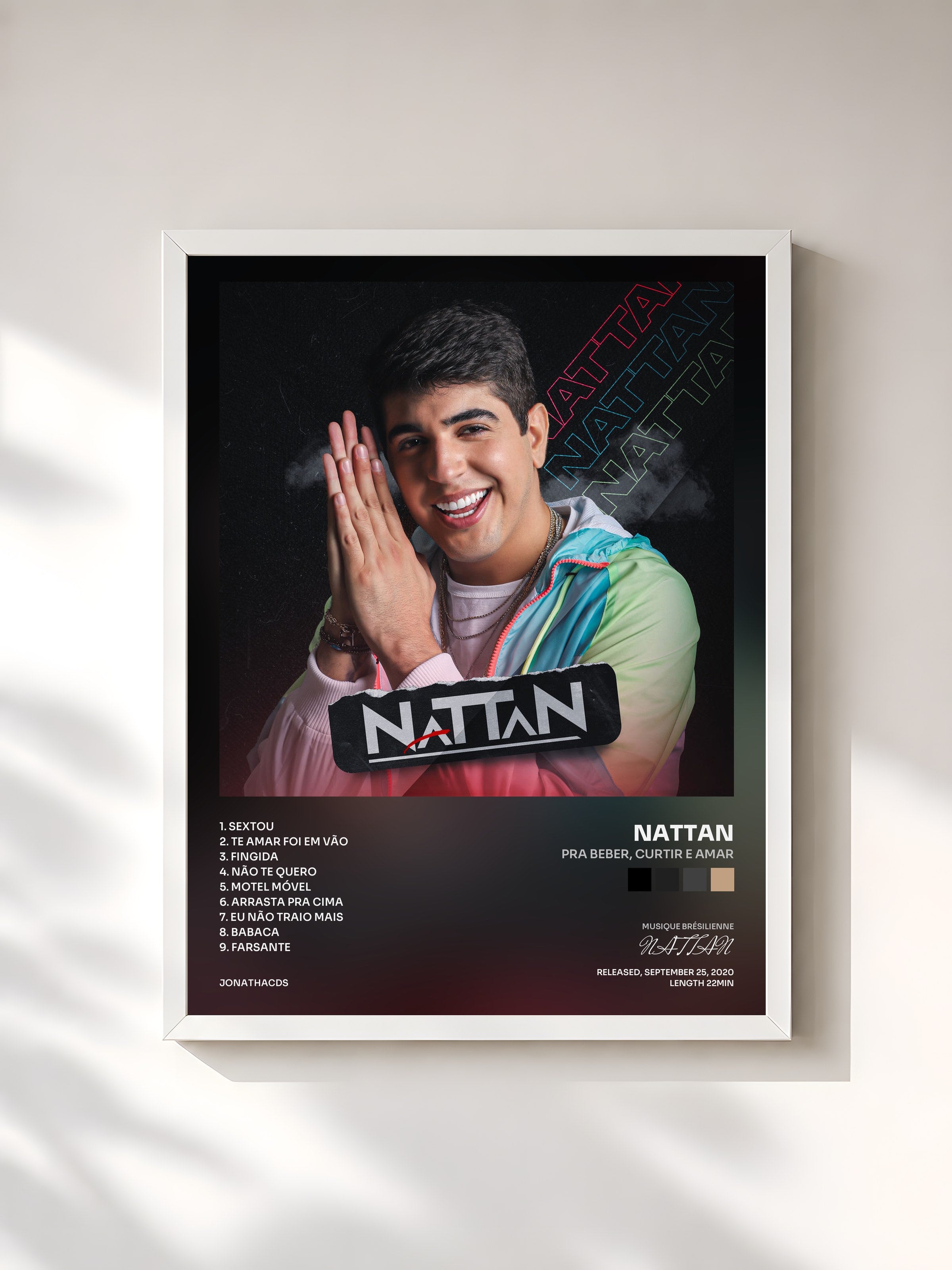 #blanc Tableau de l'album Pra Beber, Curtir e Amar de NATTAN, cadre blanc, imprimé et encadré en France