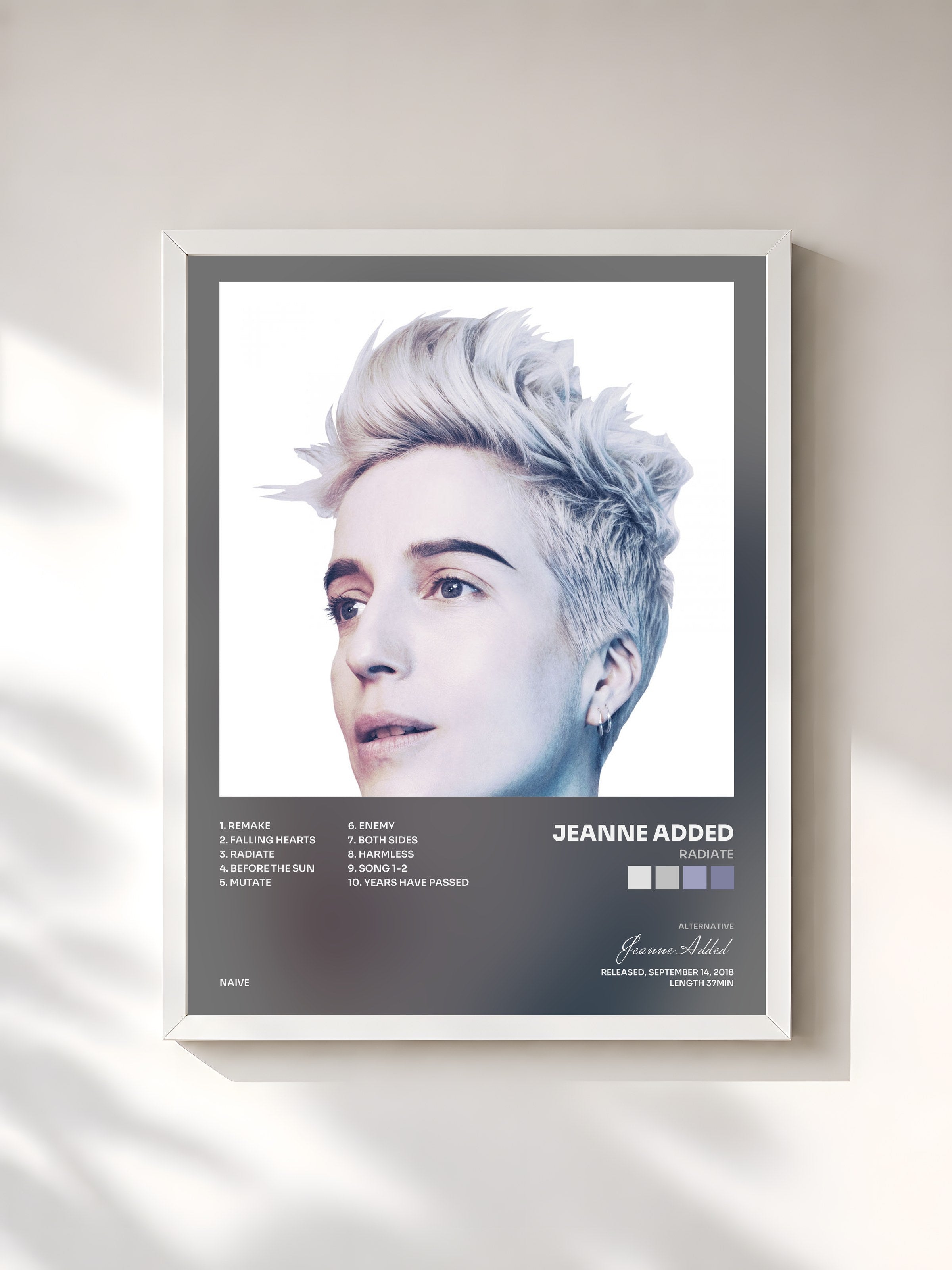 #blanc Tableau de l'album Radiate de Jeanne Added, cadre blanc, imprimé et encadré en France