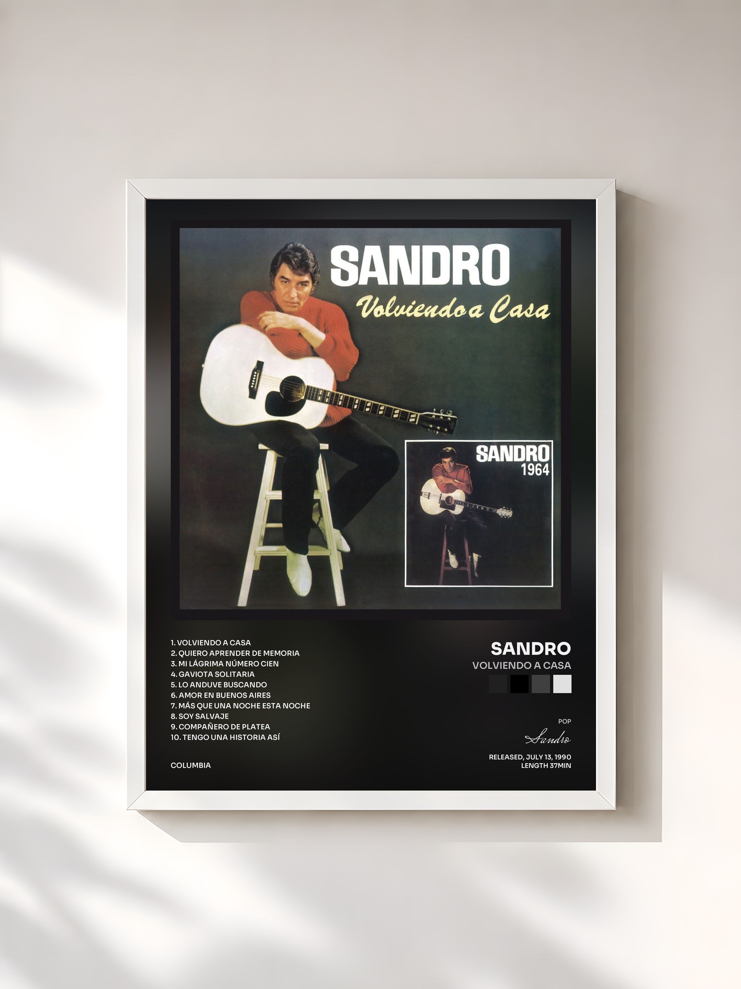 #blanc Tableau de l'album Volviendo a Casa de Sandro, cadre blanc, imprimé et encadré en France