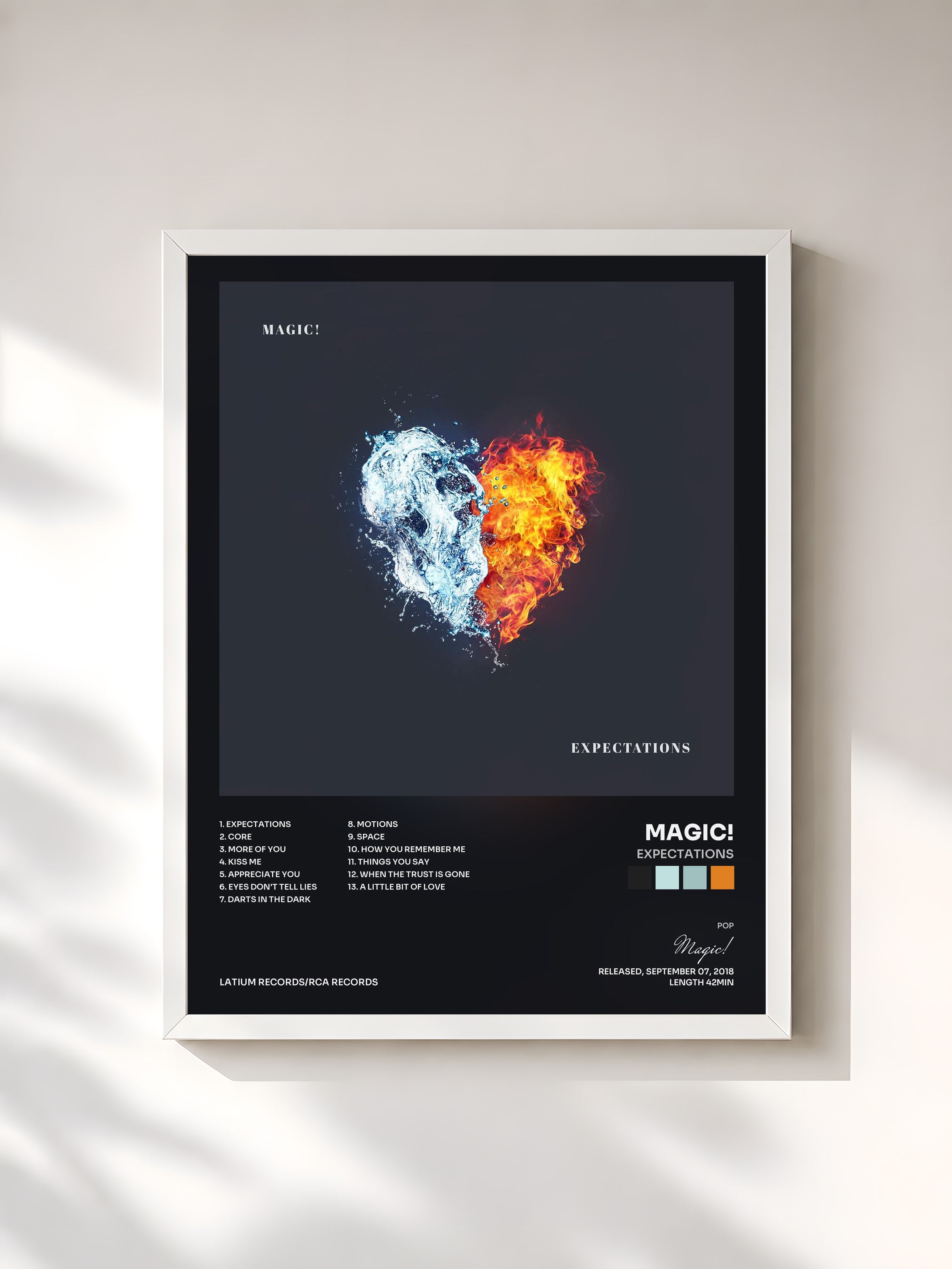 #blanc Tableau de l'album Expectations de Magic!, cadre blanc, imprimé et encadré en France