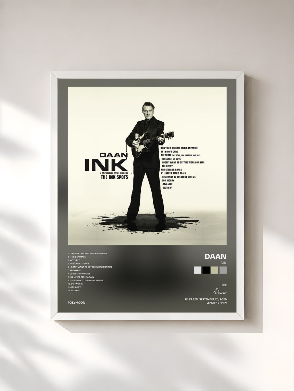 #blanc Tableau de l'album INK de Daan, cadre blanc, imprimé et encadré en France