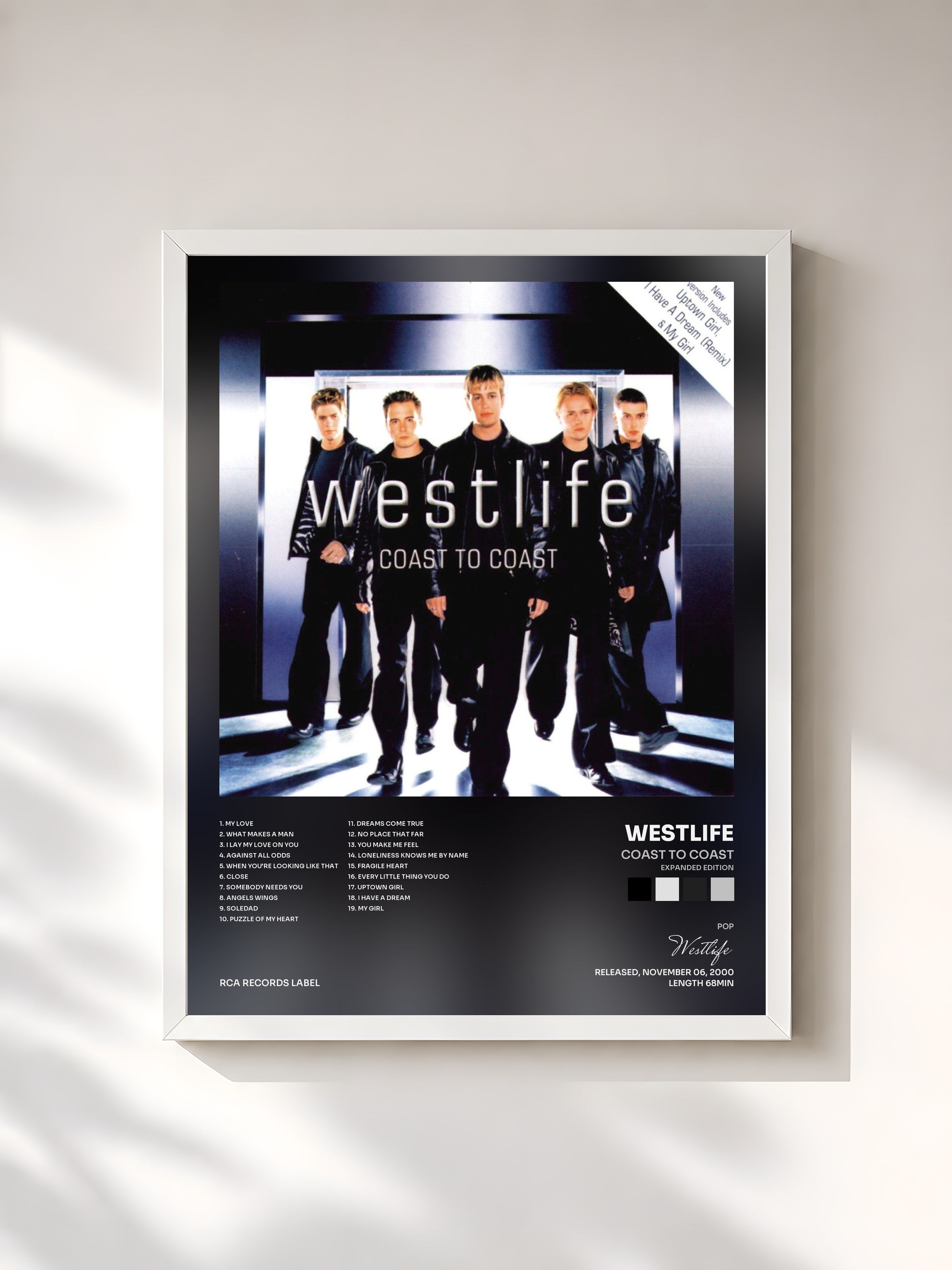 #blanc Tableau de l'album Coast To Coast (Expanded Edition) de Westlife, cadre blanc, imprimé et encadré en France