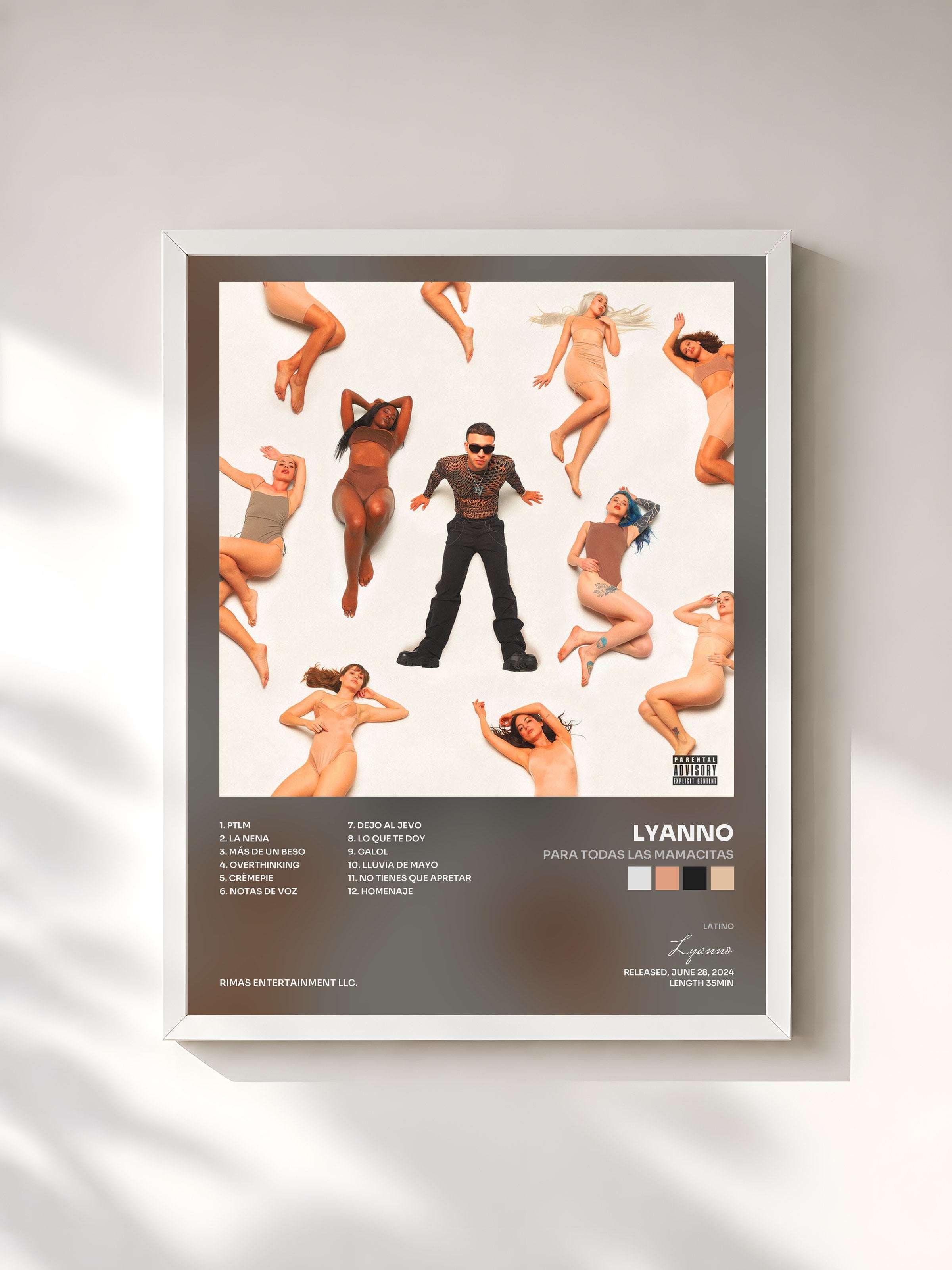 #blanc Tableau de l'album PARA TODAS LAS MAMACITAS de Lyanno, cadre blanc, imprimé et encadré en France