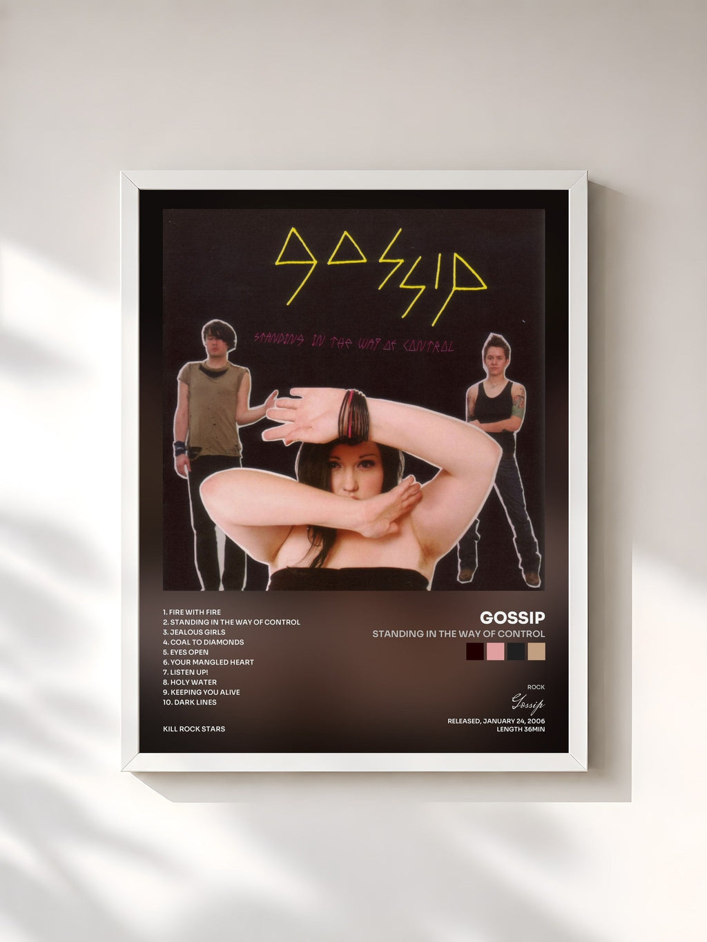 #blanc Tableau de l'album Standing in the Way of Control de Gossip, cadre blanc, imprimé et encadré en France