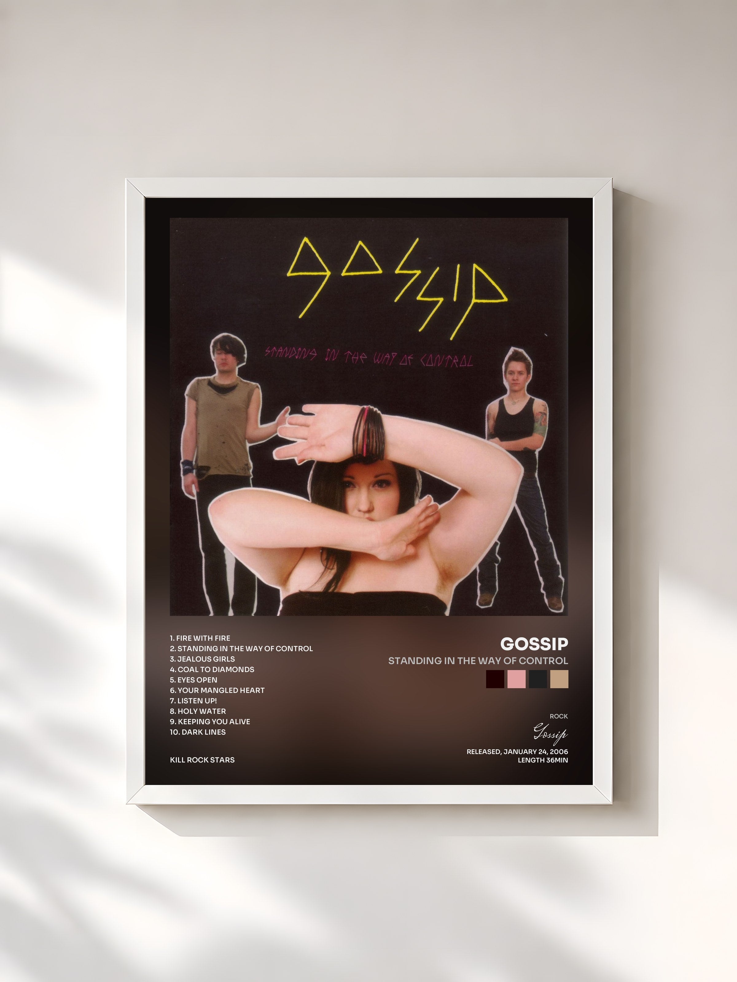 #blanc Tableau de l'album Standing in the Way of Control de Gossip, cadre blanc, imprimé et encadré en France
