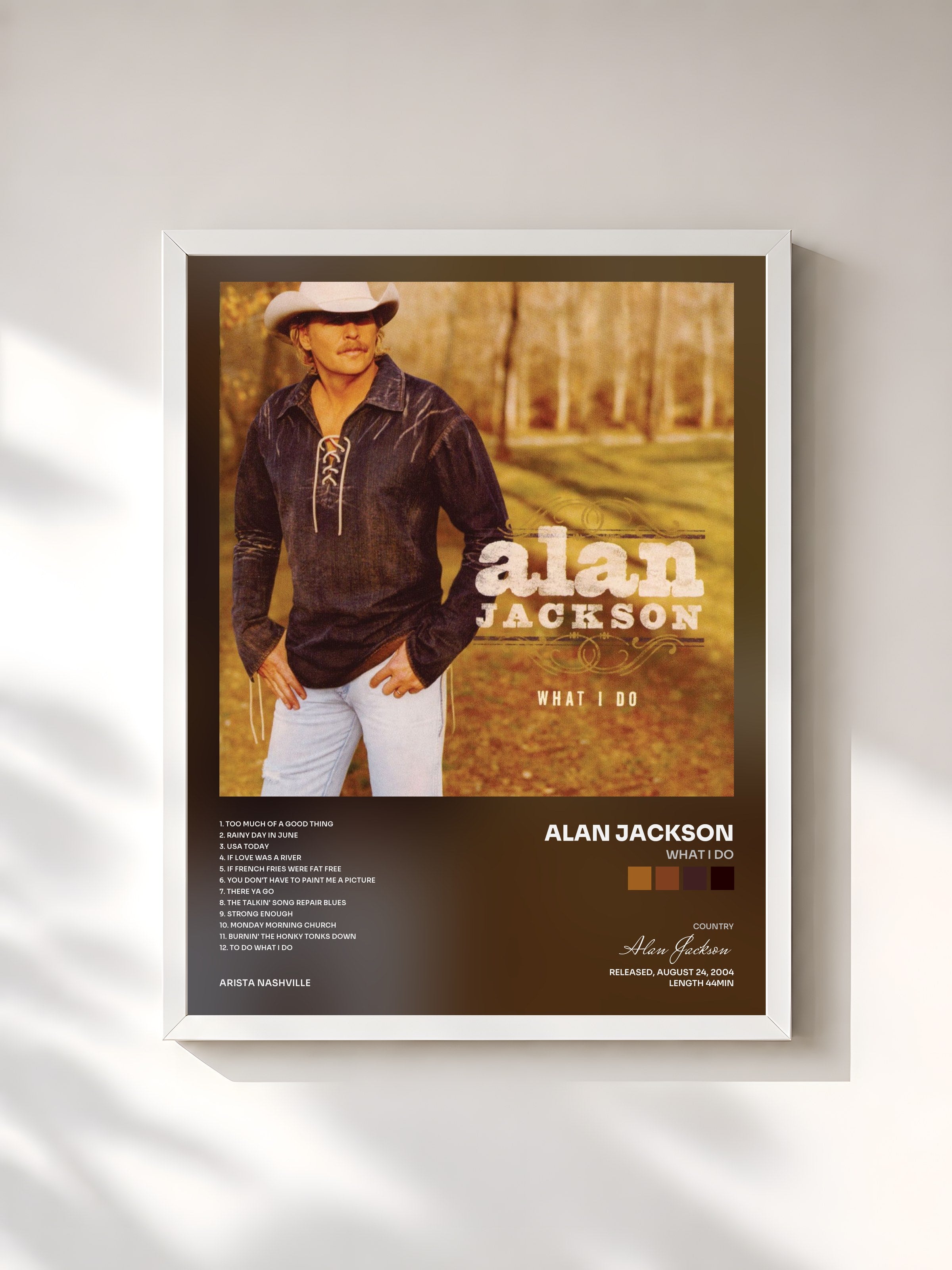 #blanc Tableau de l'album What I Do de Alan Jackson, cadre blanc, imprimé et encadré en France