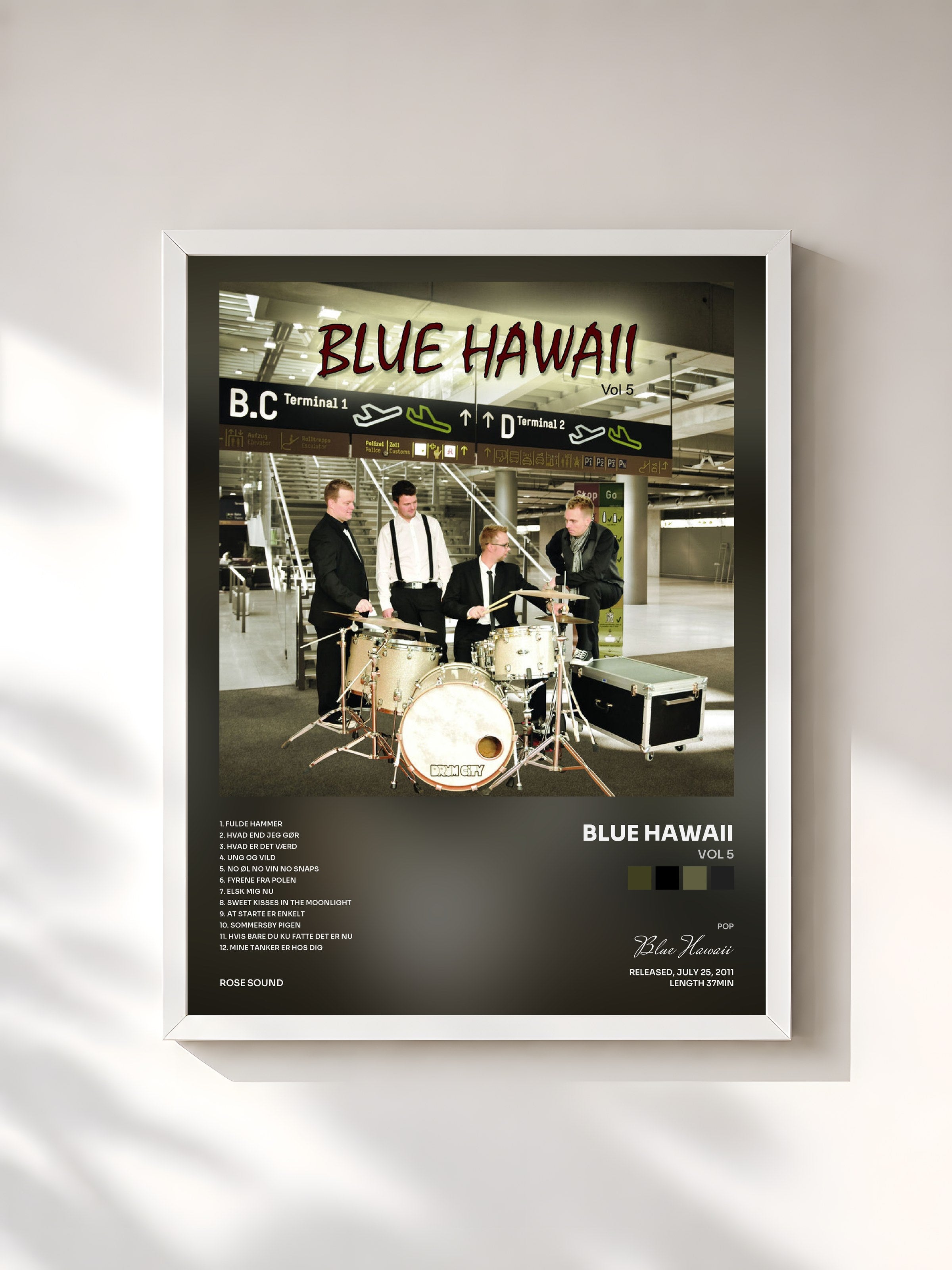 #blanc Tableau de l'album Vol 5 de Blue Hawaii, cadre blanc, imprimé et encadré en France
