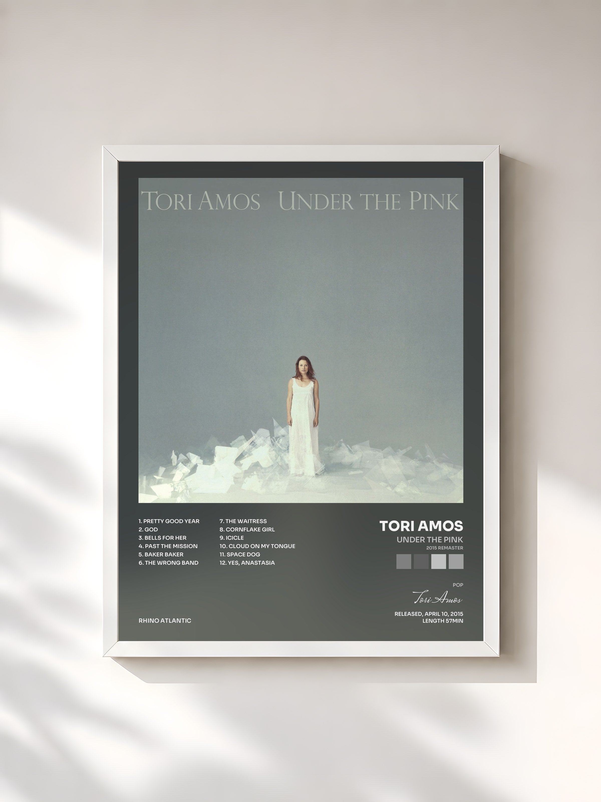 #blanc Tableau de l'album Under the Pink (2015 Remaster) de Tori Amos, cadre blanc, imprimé et encadré en France
