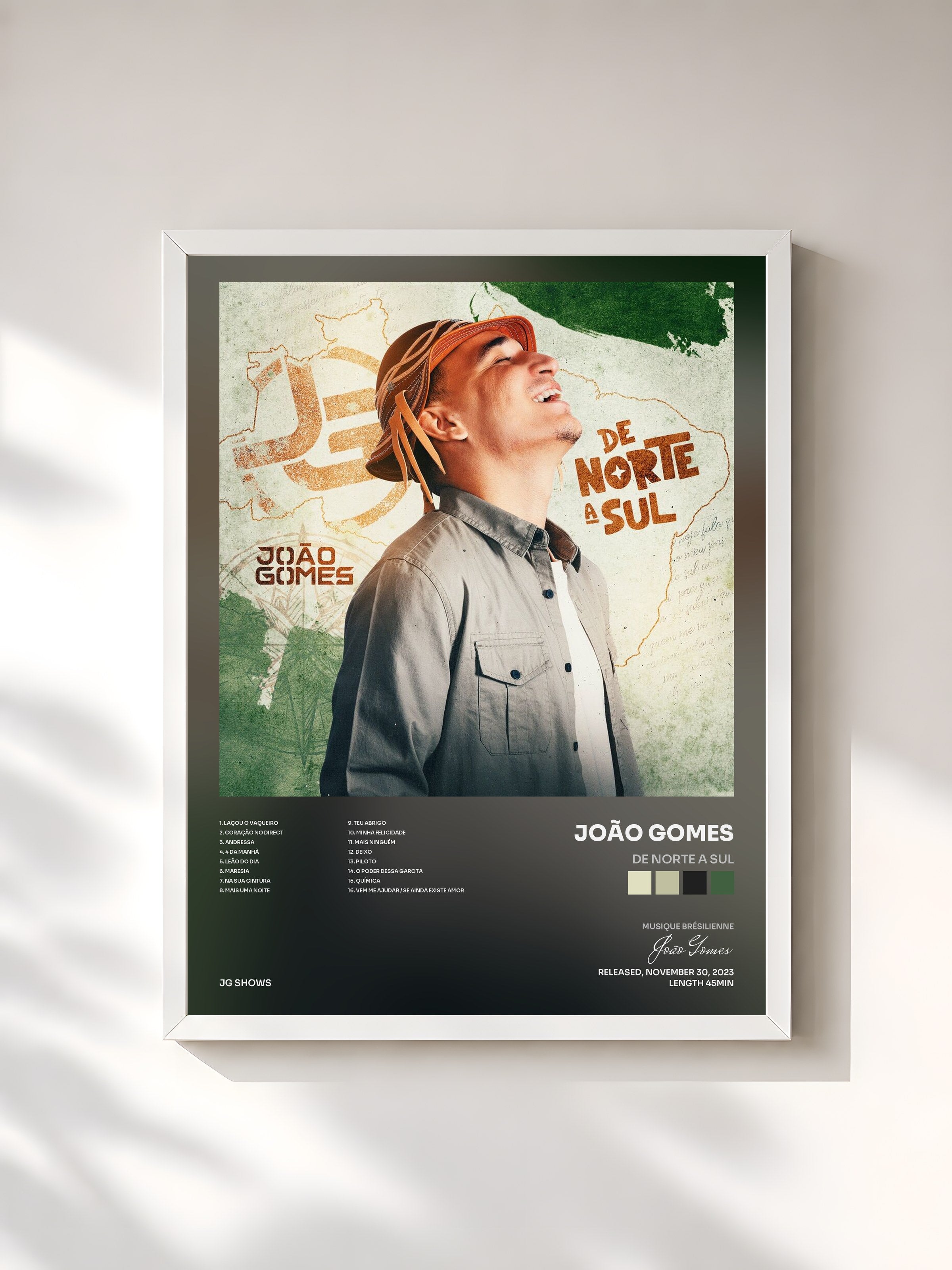 #blanc Tableau de l'album De Norte a Sul de João Gomes, cadre blanc, imprimé et encadré en France