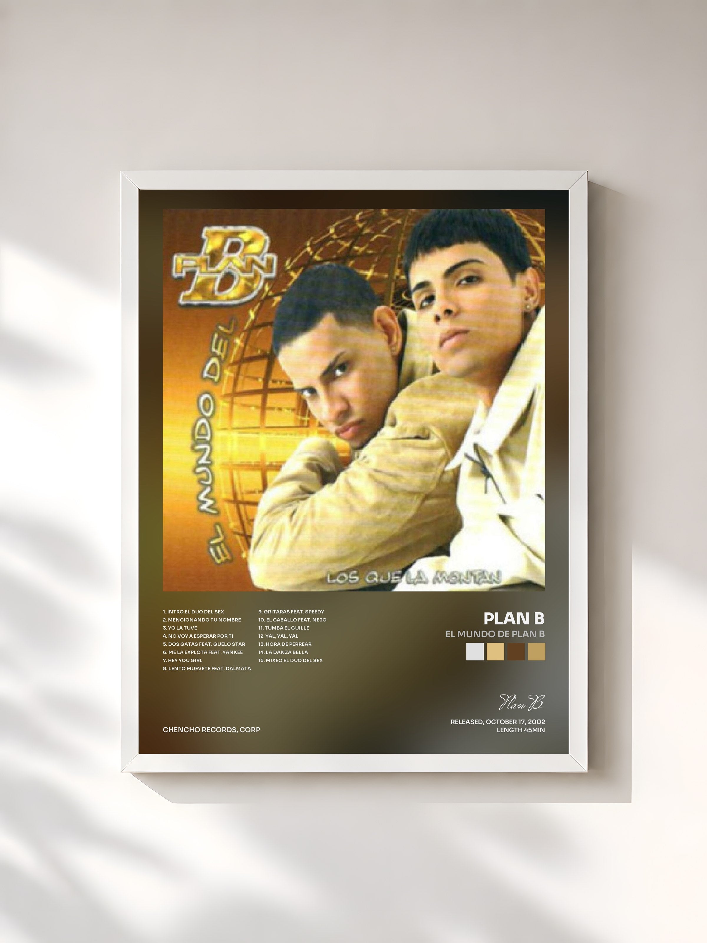 #blanc Tableau de l'album El Mundo De Plan B de Plan B, cadre blanc, imprimé et encadré en France